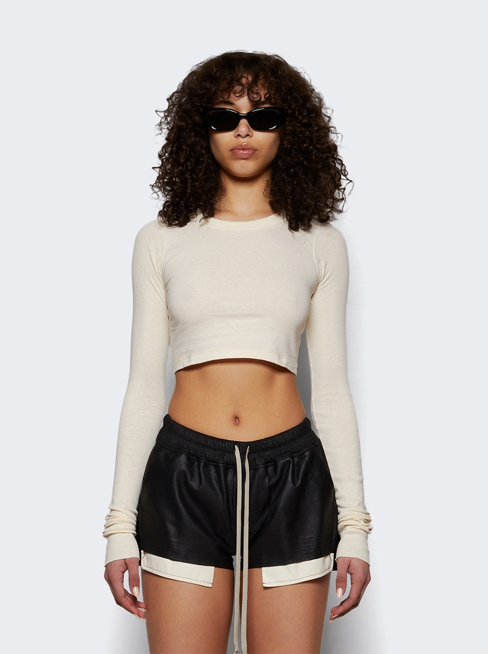 Cropped Long Sleeve Top Natural - 2