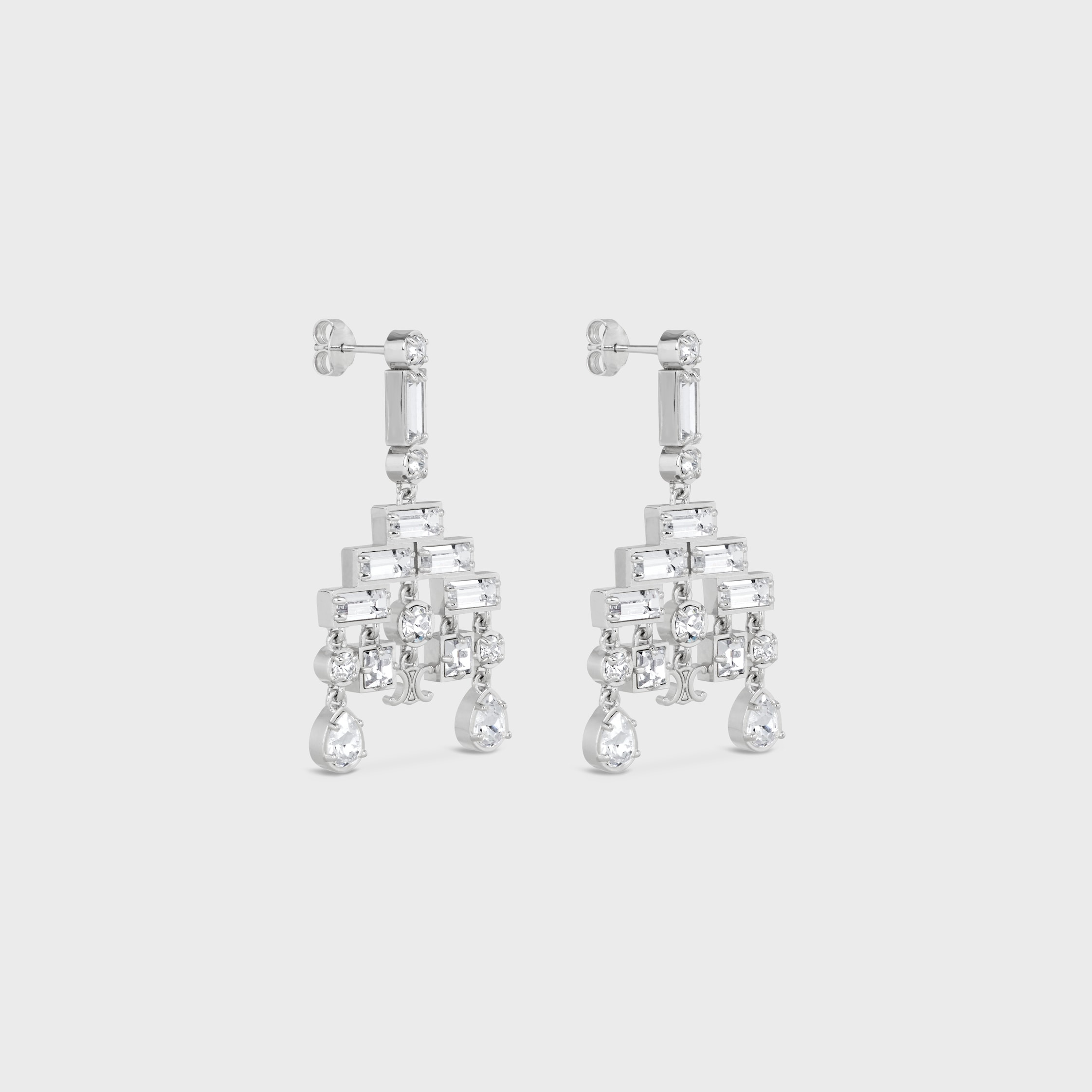 Celine Heirlooms Chandelier Earrings in Strass and Brass with Rhodium Finish - 2