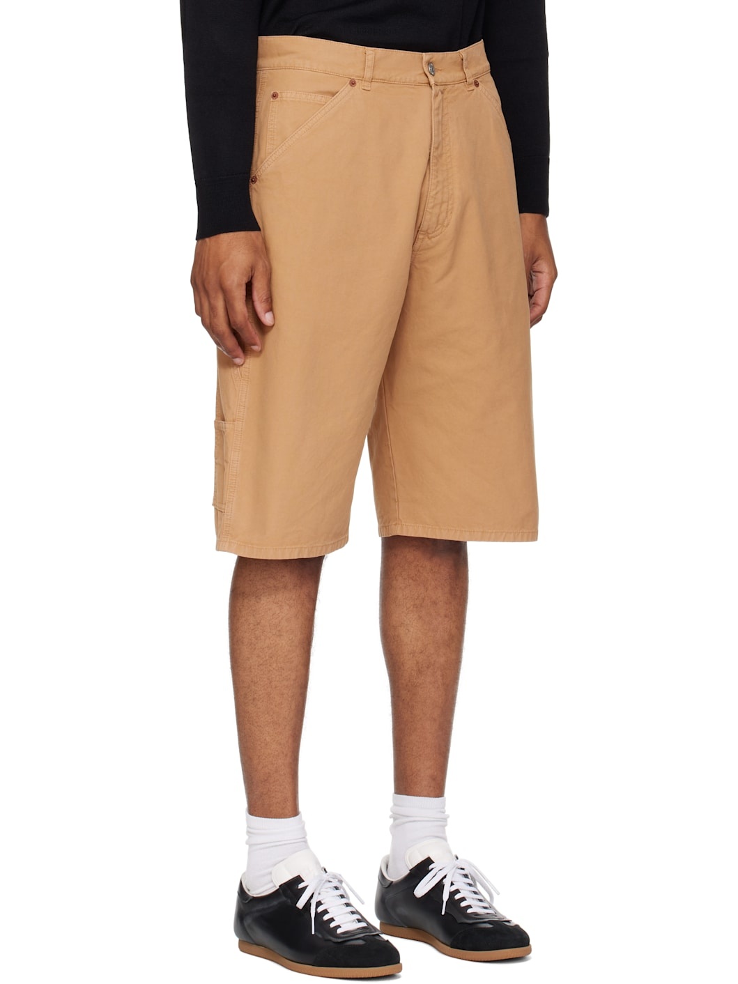 Beige Cotton Canvas Shorts - 2