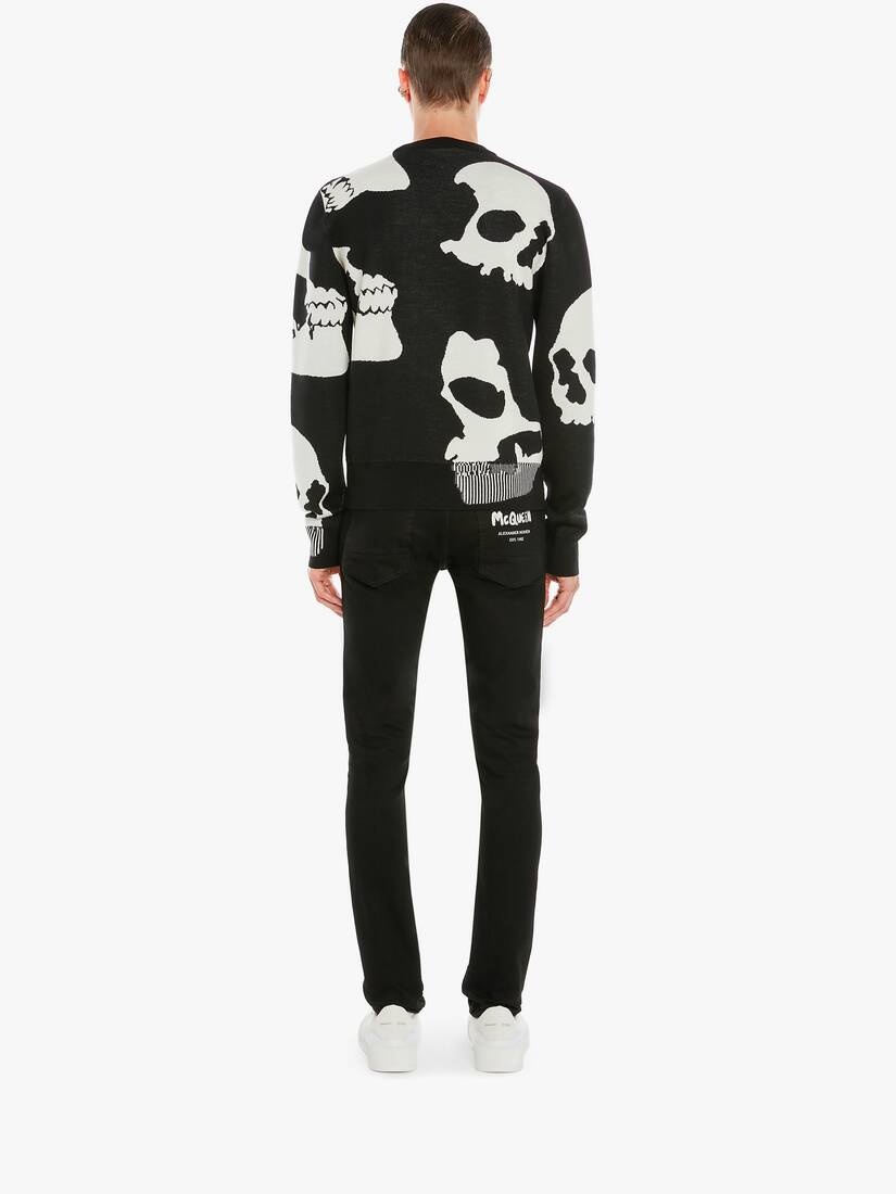 Skull Camouflage Crew Neck Jumper in Black/ivory - 4