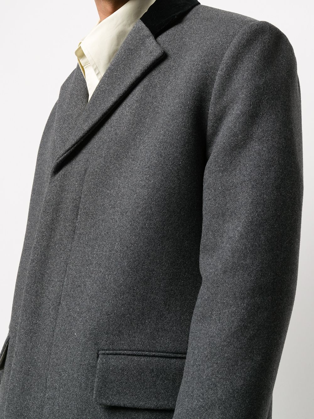 contrast collar single breasted coat  - 5