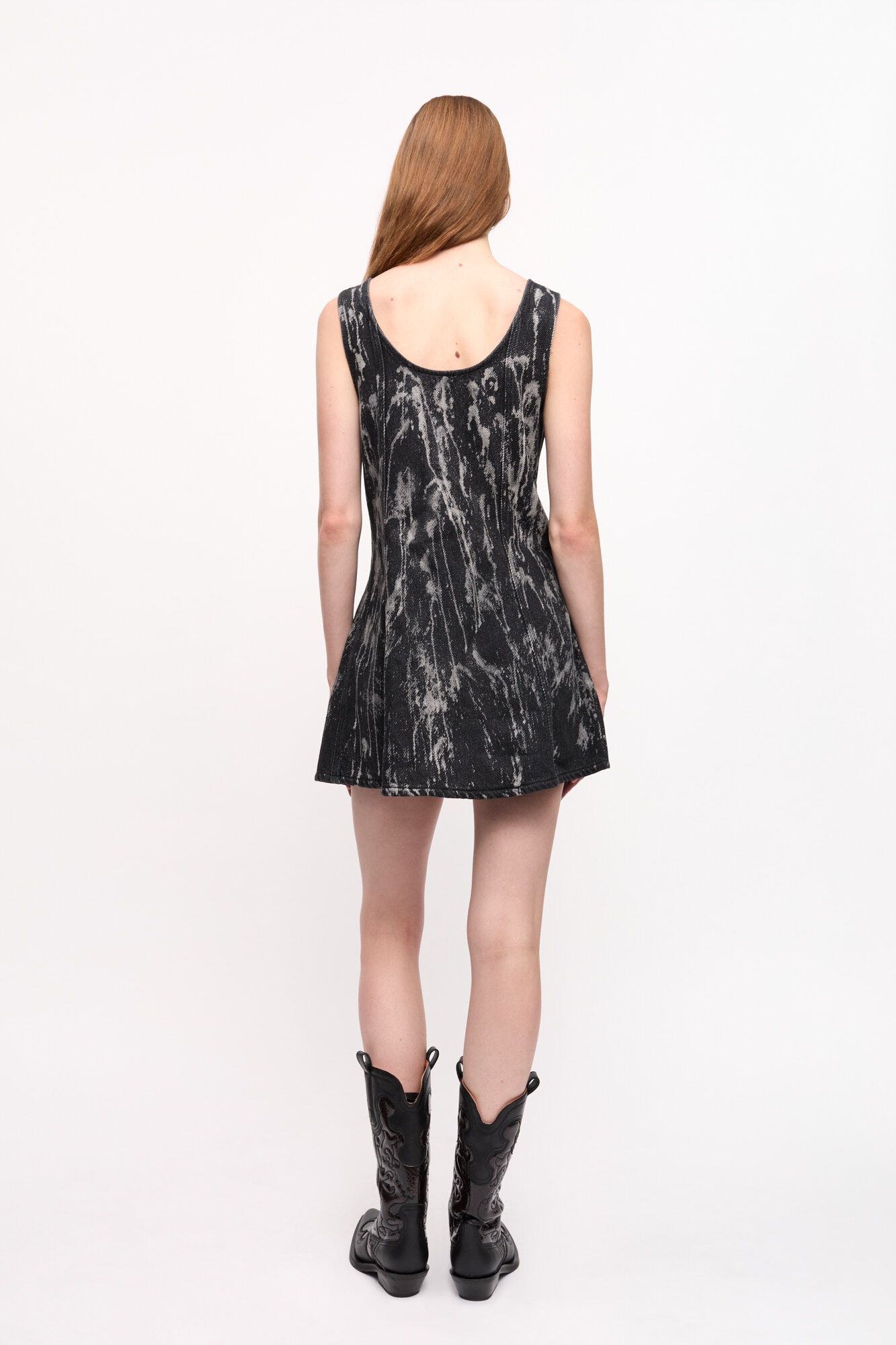 BLACK DENIM MINI DRESS - 3