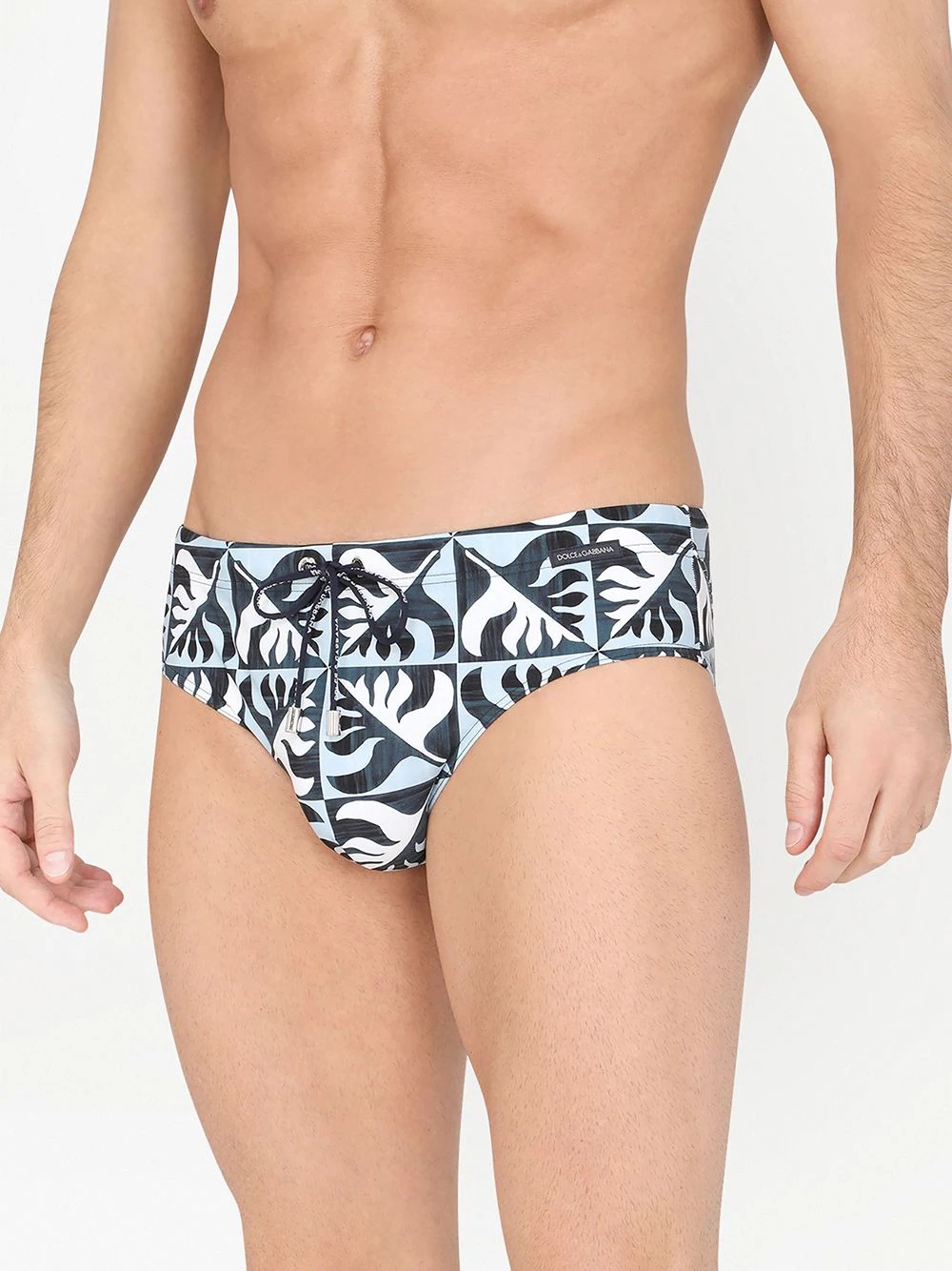 geometric leaf print swimming trunks - 2