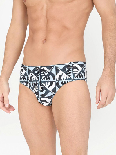 Dolce & Gabbana geometric leaf print swimming trunks outlook