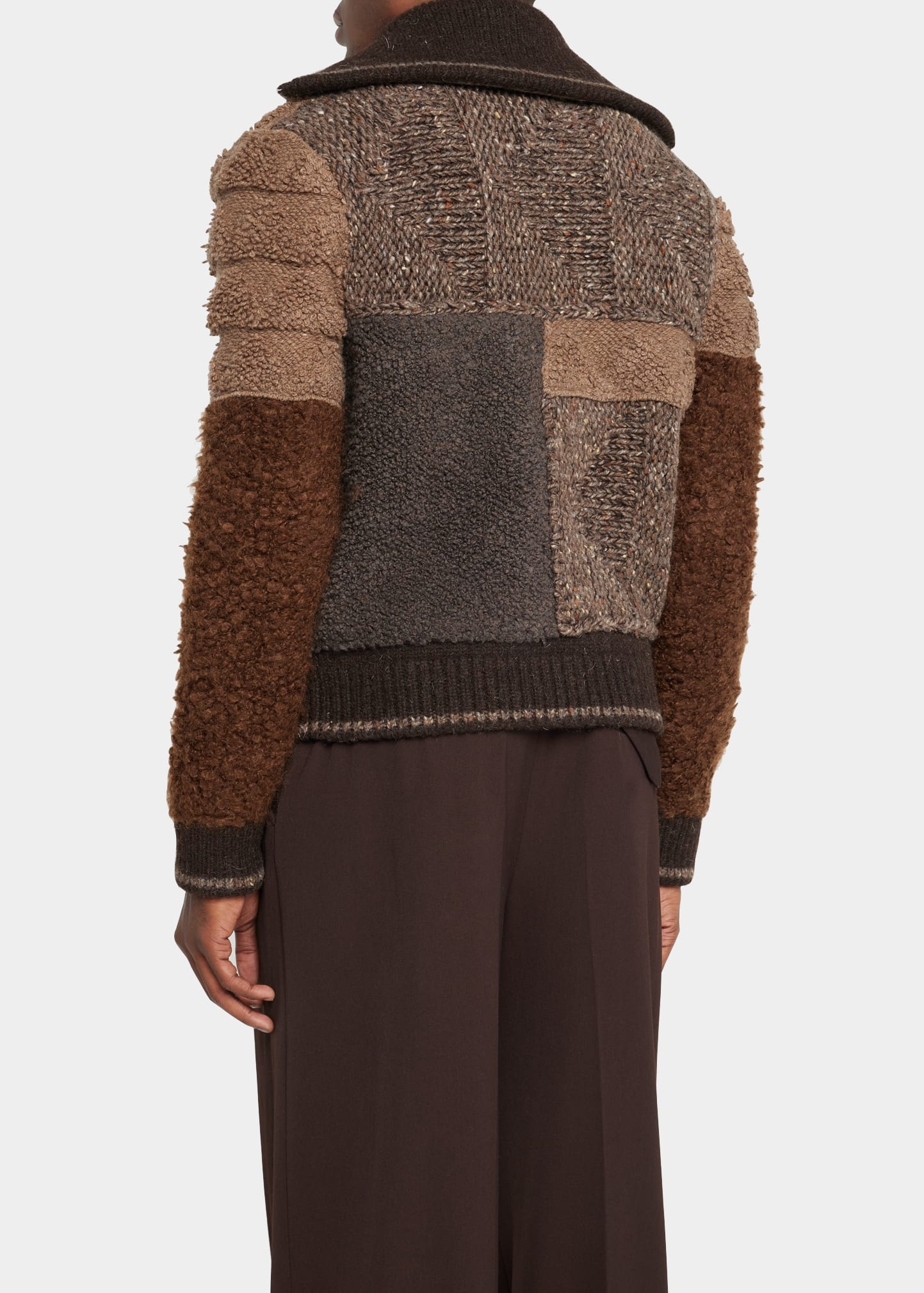 Men's Shaggy Patchwork Full-Zip Sweater - 3