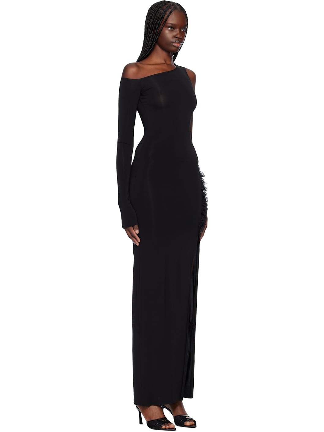 Black One Shoulder Maxi Dress - 2