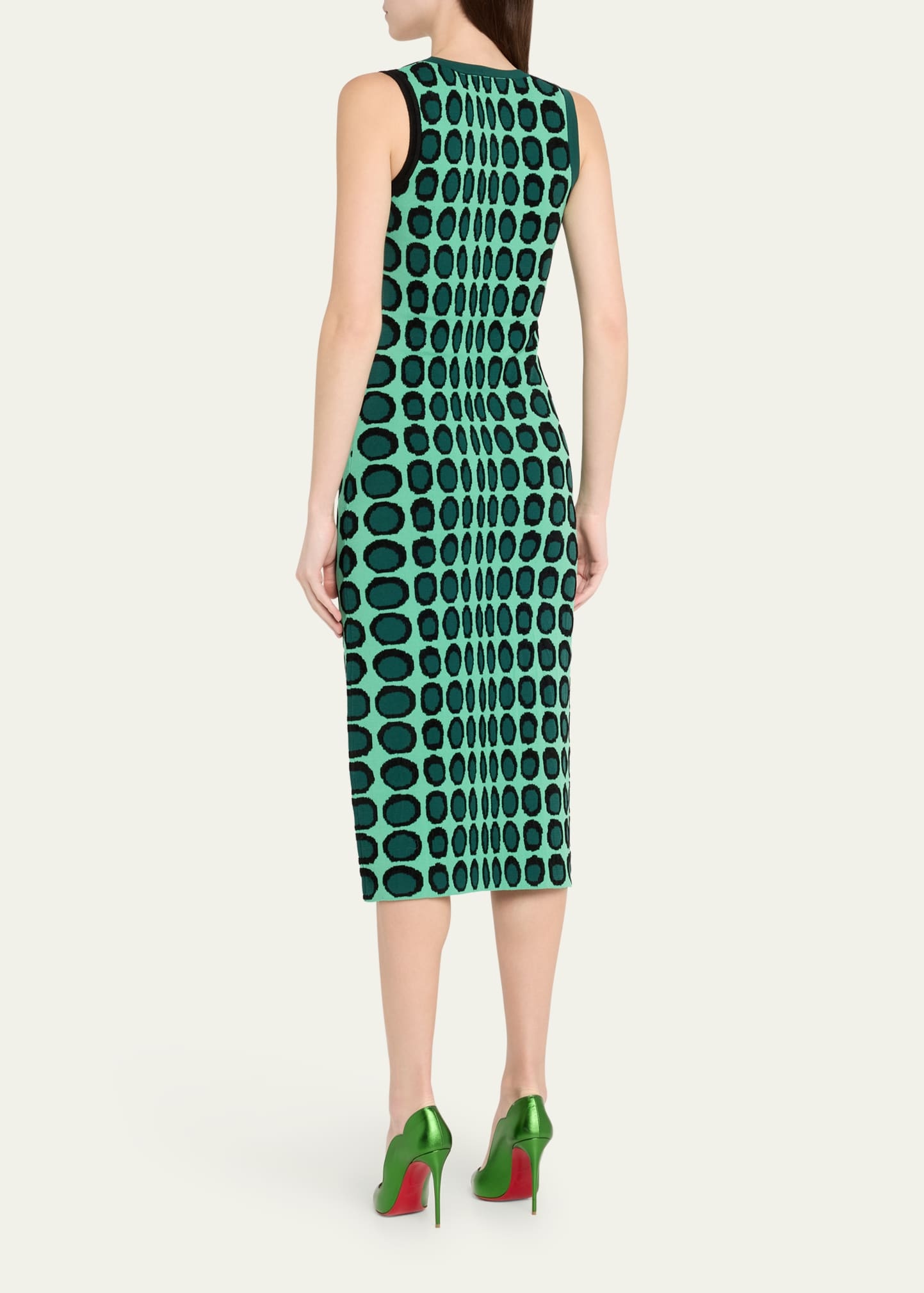 Wiggle Dot Jacquard Midi Tank Dress - 3