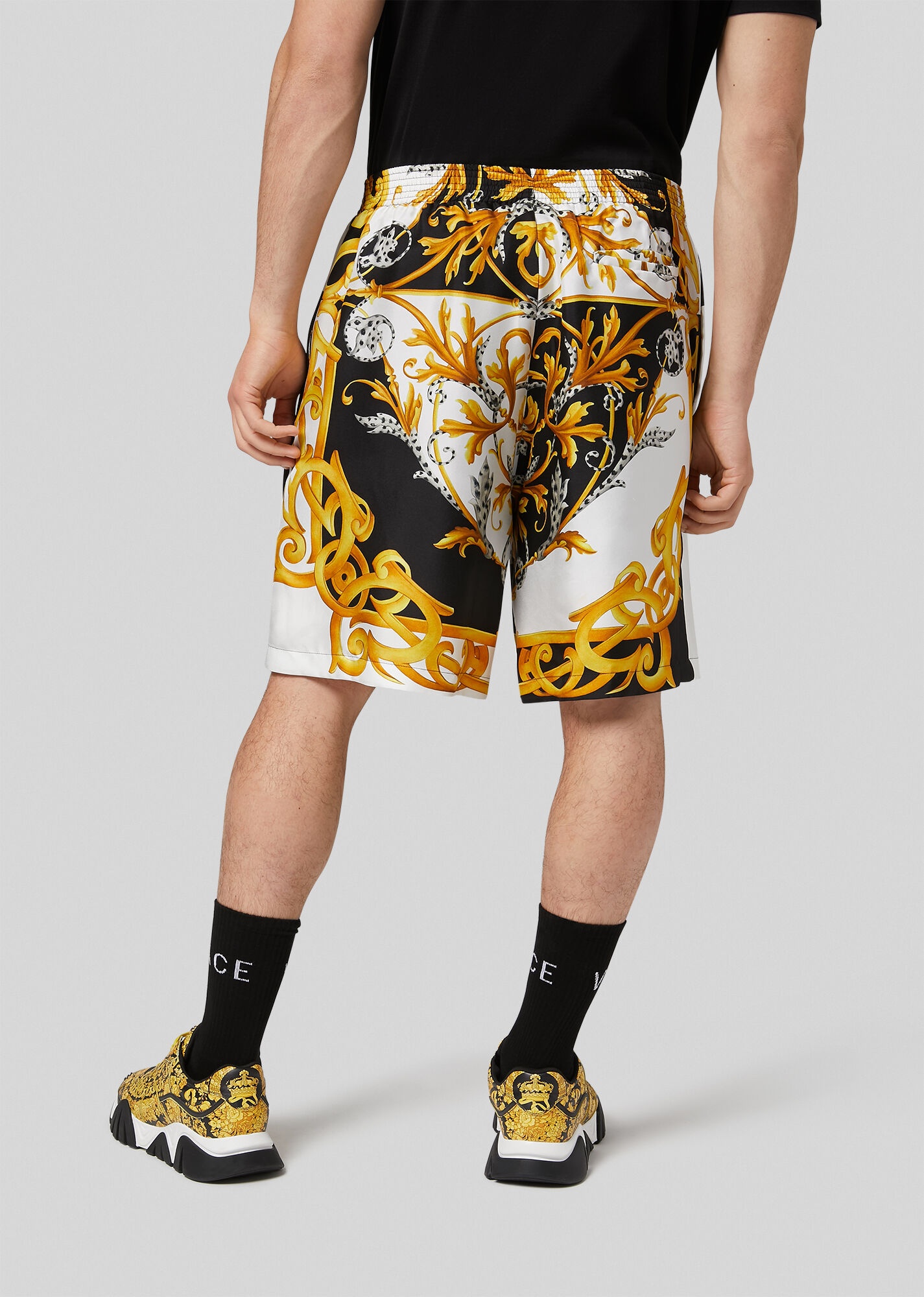 Barocco Acanthus Print Silk Shorts - 3