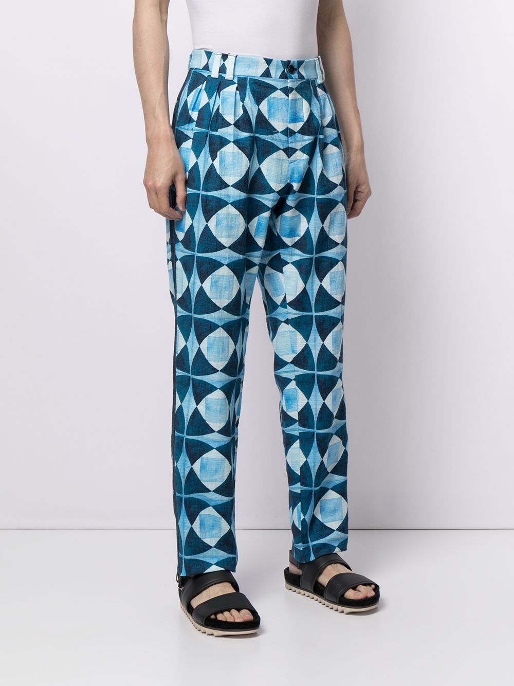 Majolica-print straight-leg trousers - 3