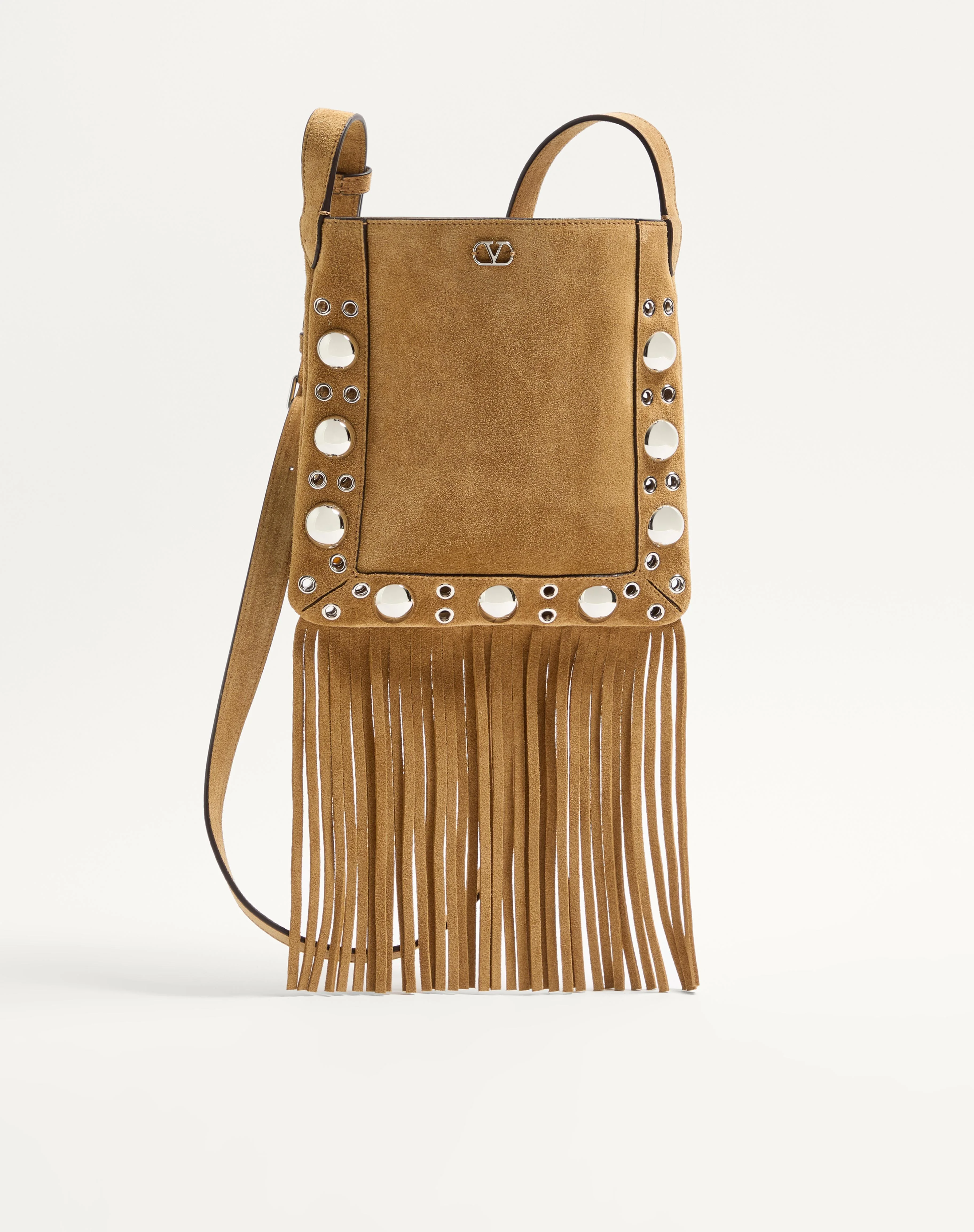 VALENTINO GARAVANI NELLCÔTE SMALL SHOULDER BAG IN SUEDE WITH FRINGES - 1