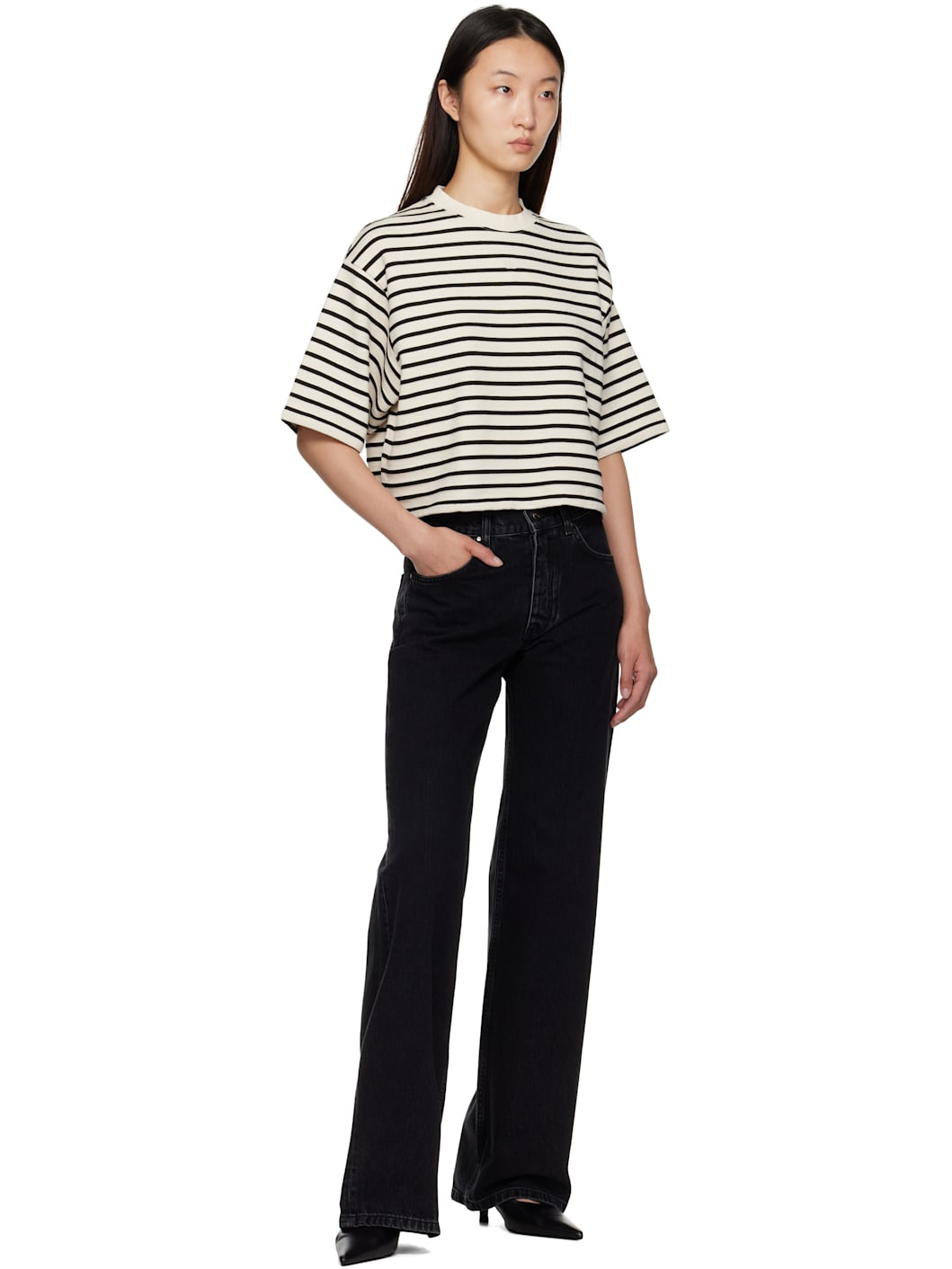 Off-White & Black Myers Cropped T-shirt - 4