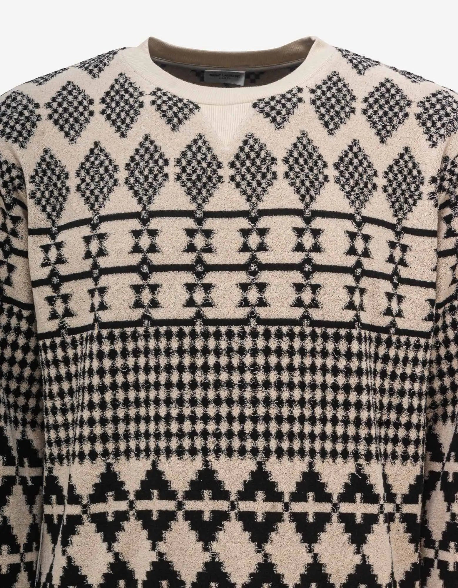 Saint Laurent Neutral Jacquard Sweatshirt - 5