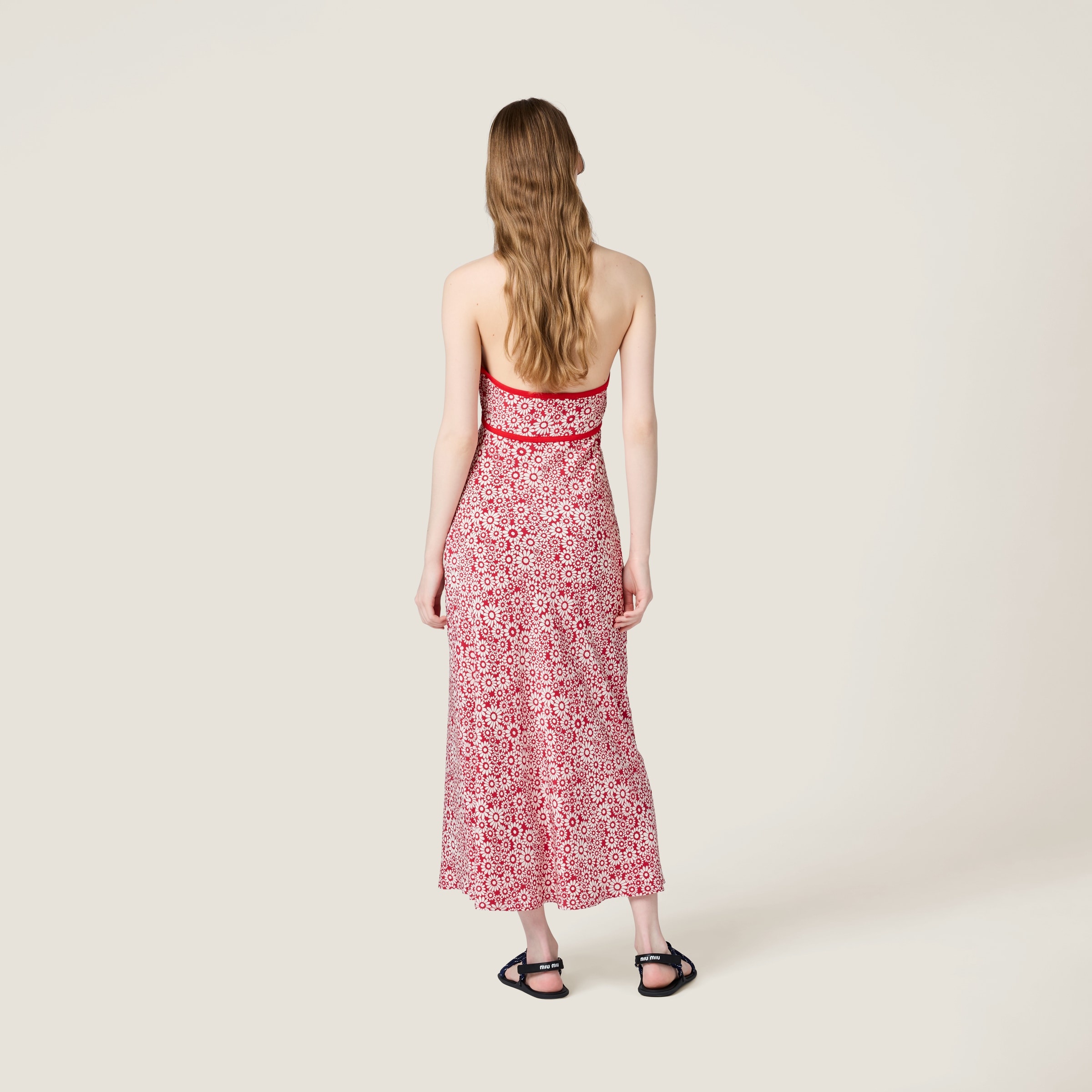 Long floral print crepe de chine dress - 3
