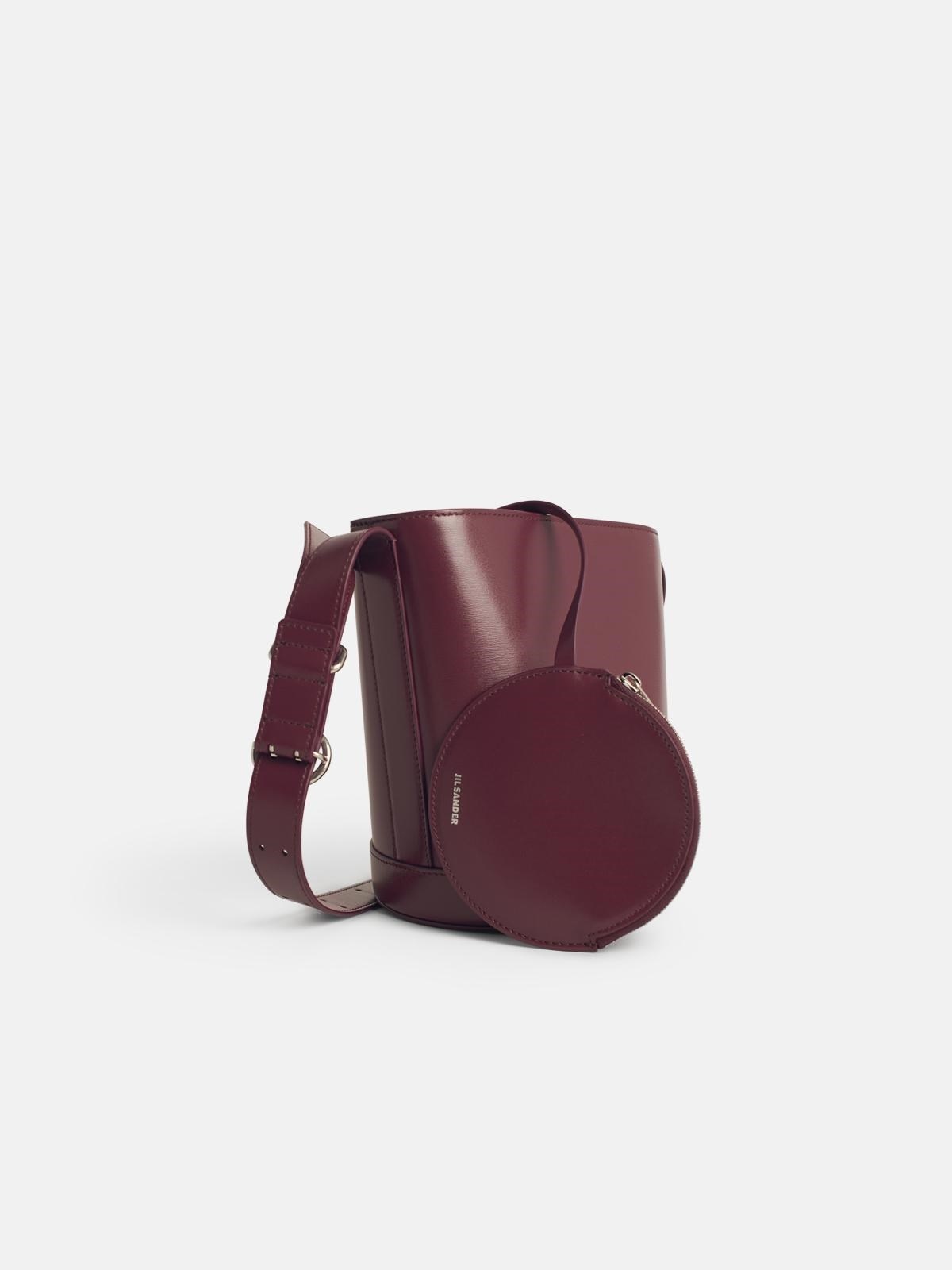 'CANNOLO' BURGUNDY LEATHER BUCKET BAG - 2