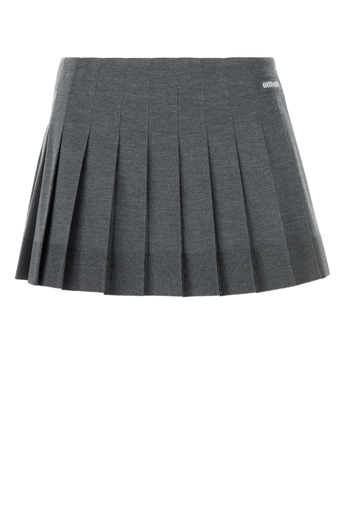 Miu Miu Women Dark Grey Silk Blend Mini Skirt - 1