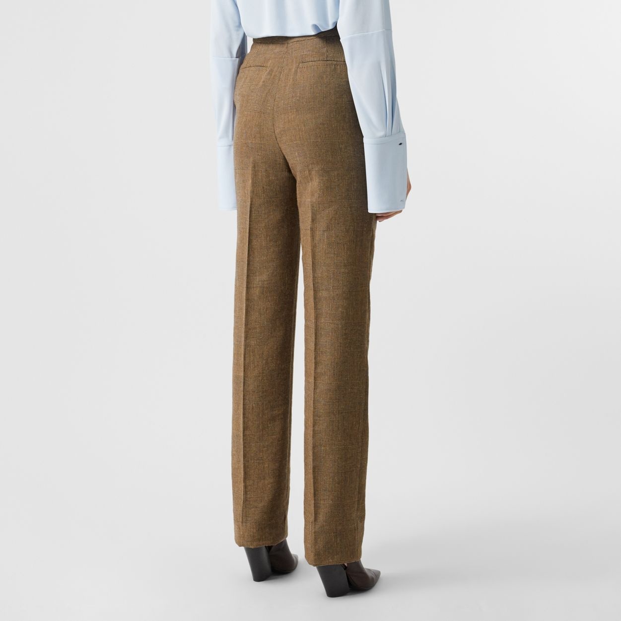 Prince of Wales Check Linen Wool Cashmere Trousers - 3