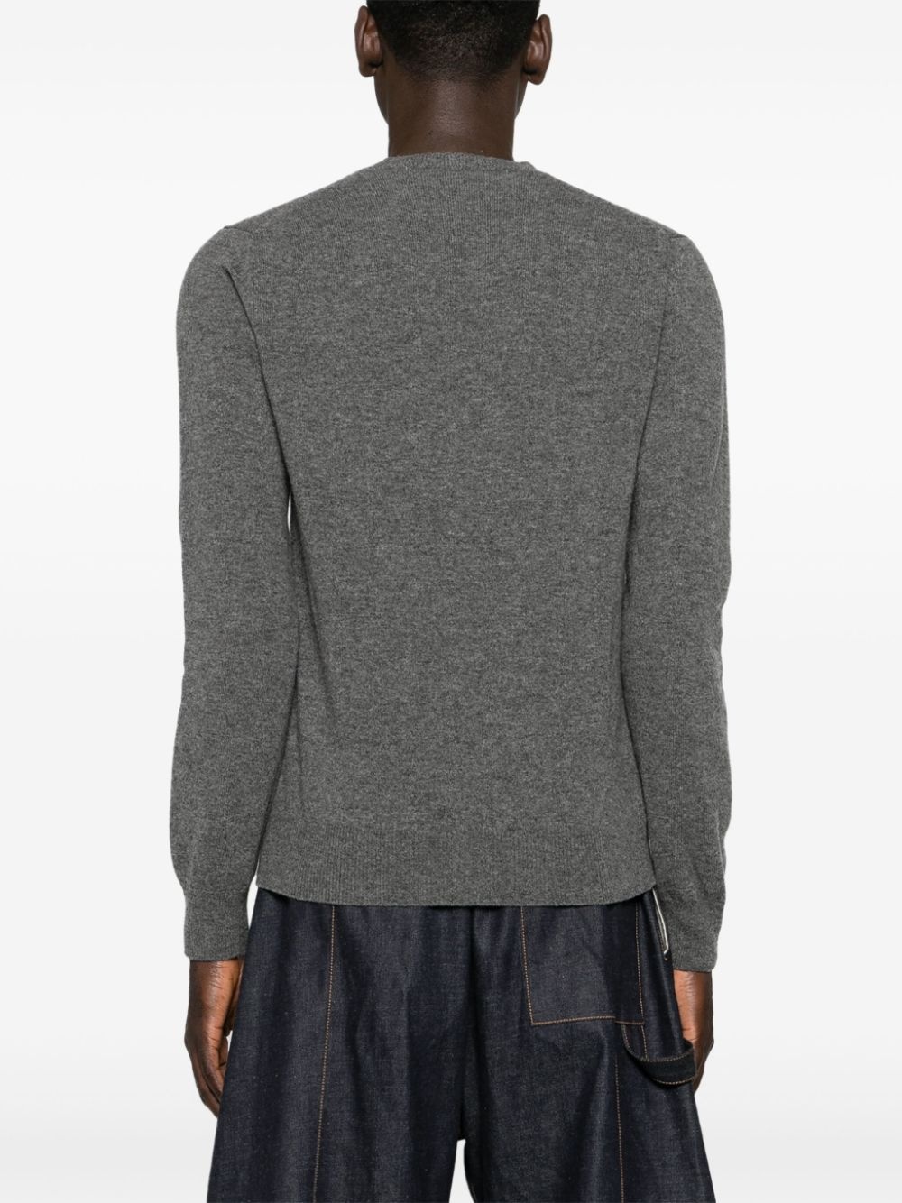 Heart-patch V-neck wool jumper - 5