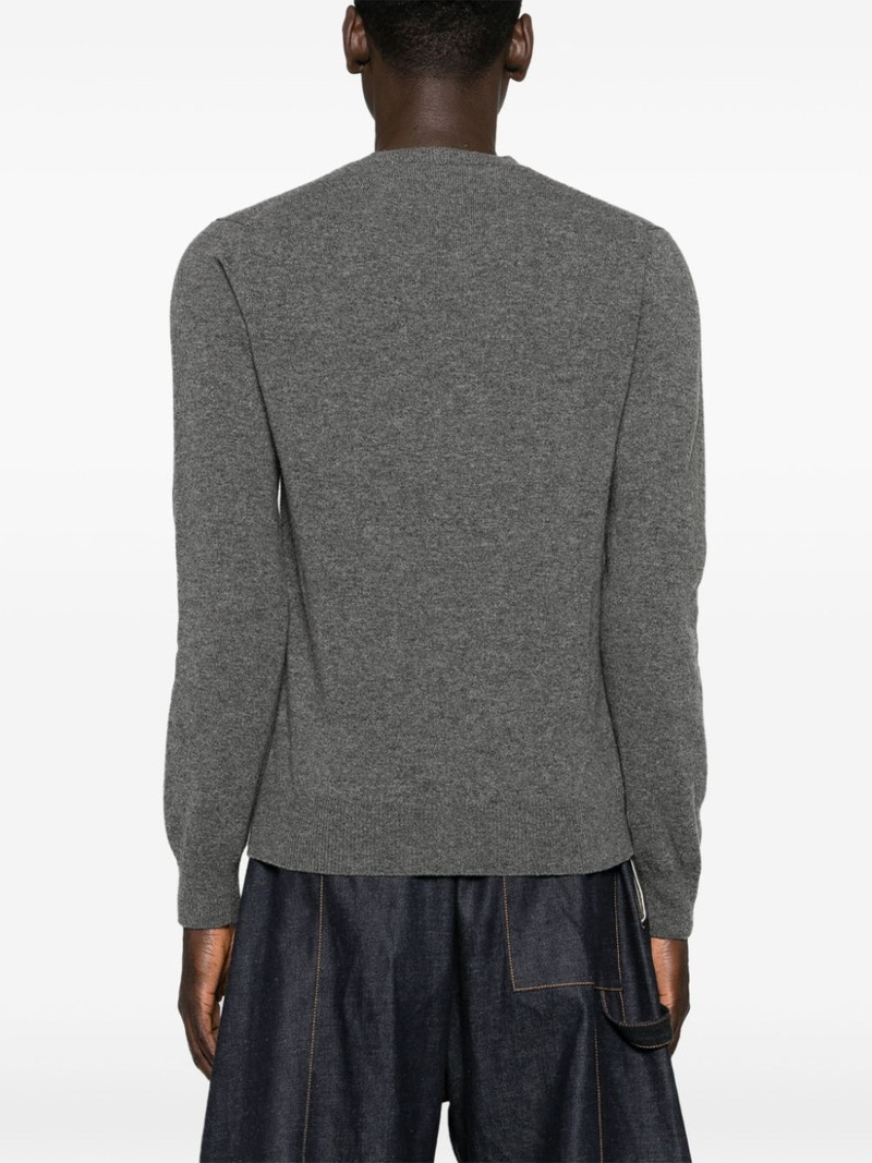 Heart-patch V-neck wool jumper 5