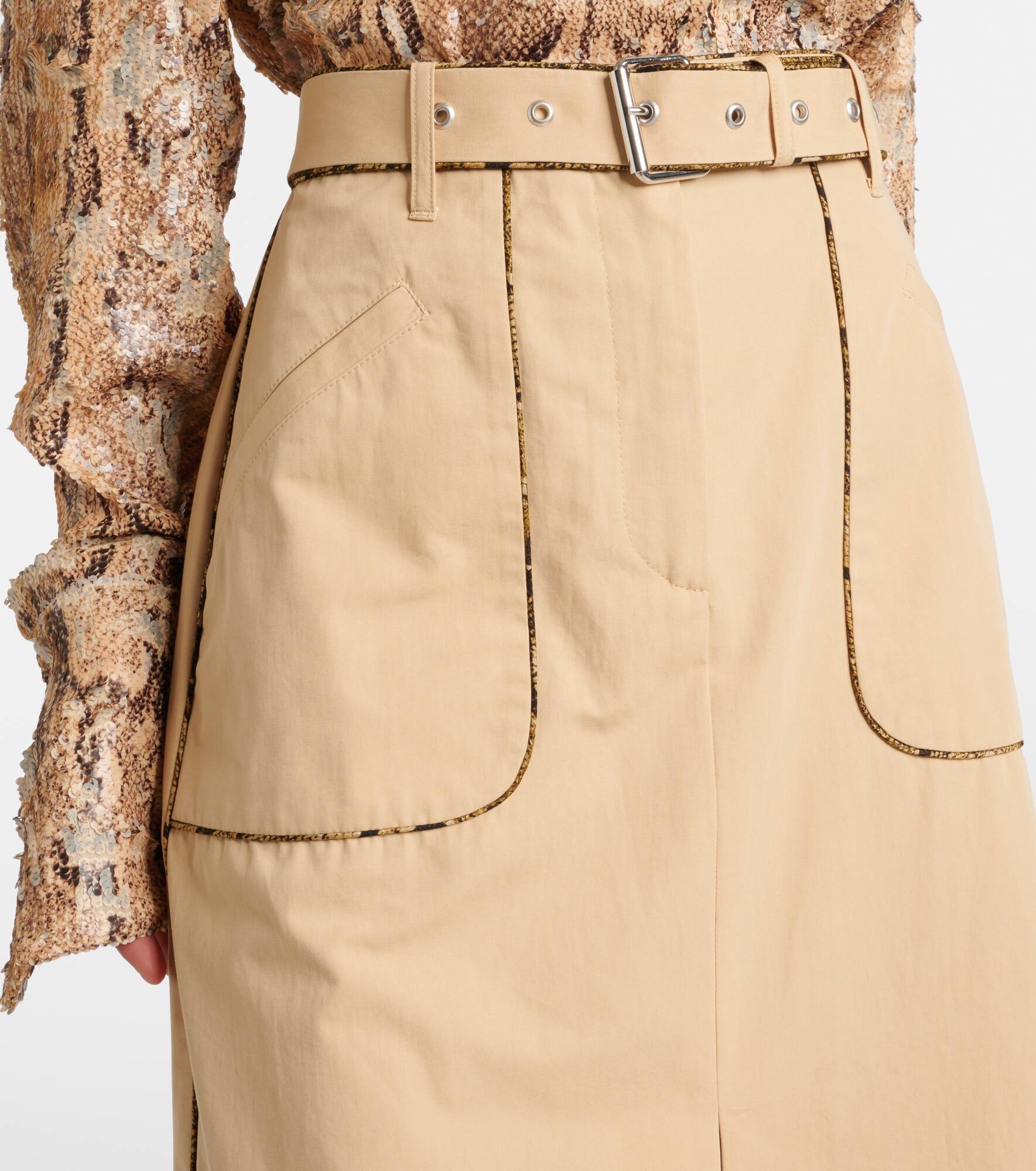 Belted cotton poplin midi skirt - 4