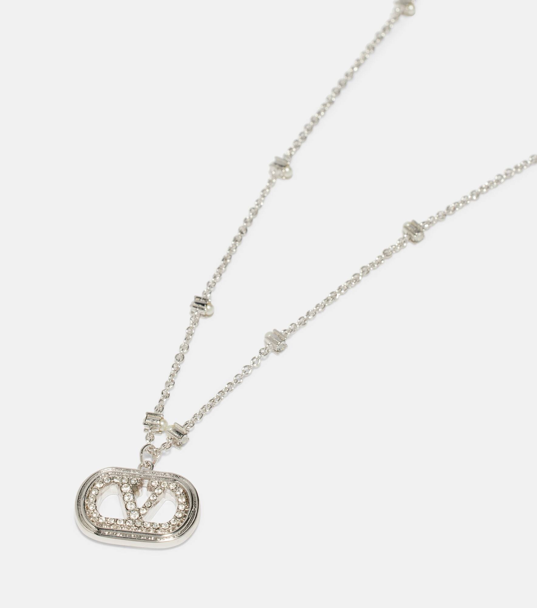 Ovalette VLogo embellished necklace - 4