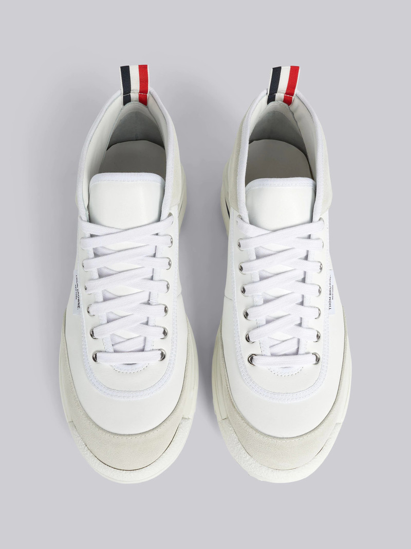 White Vitello Calf Leather Mid-top Rugby Trainer 4