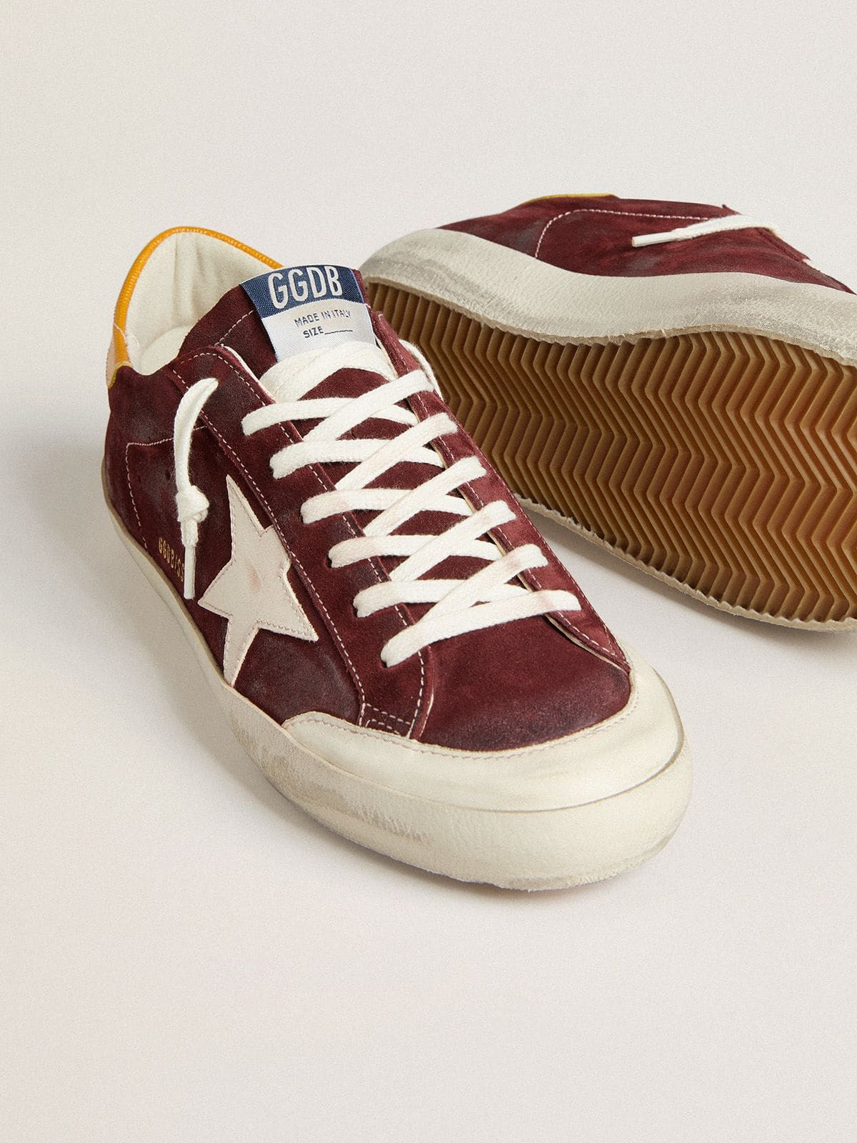 Men’s Super-Star in brick-red suede with white leather star and animal-print heel tab - 3