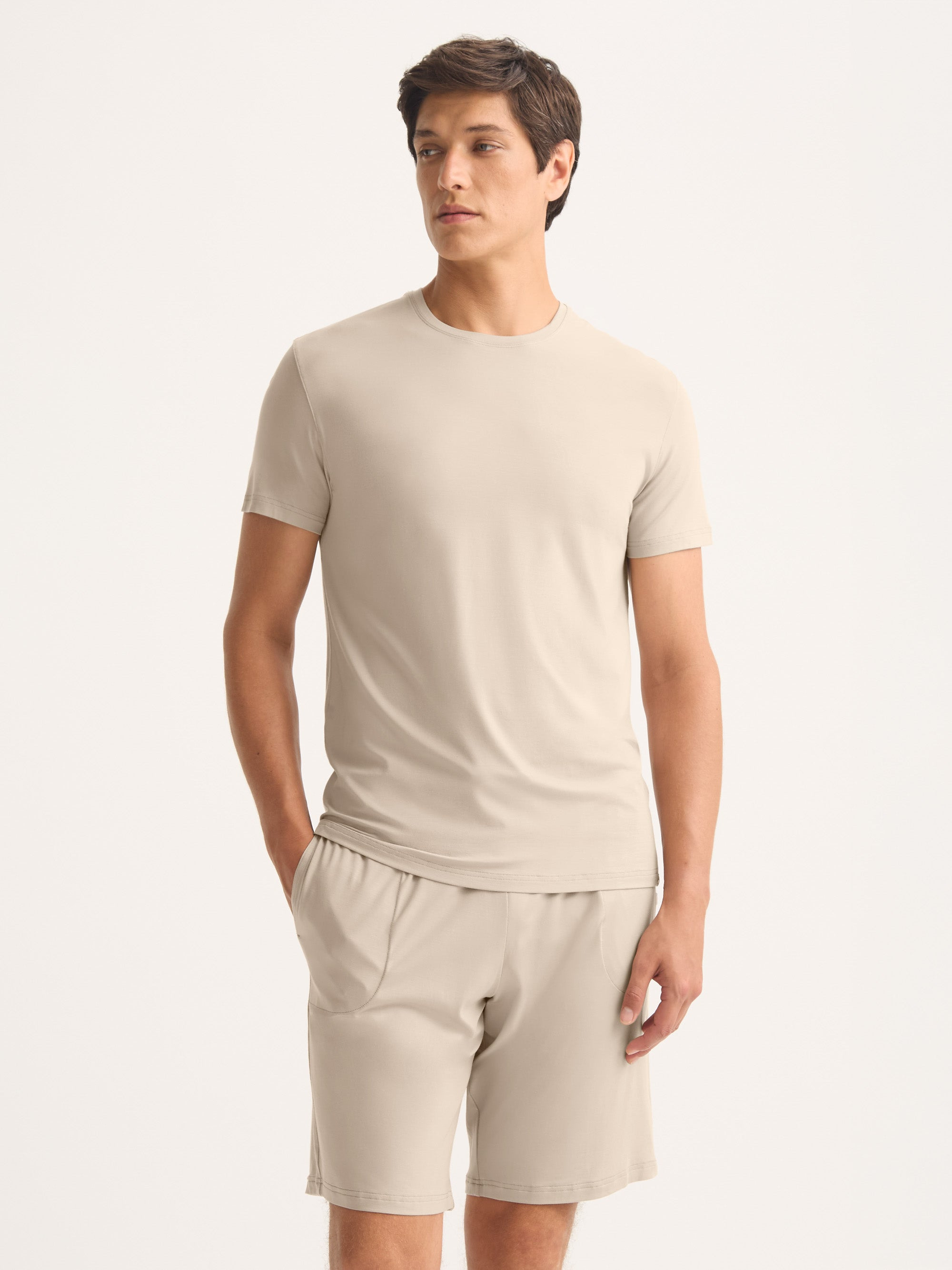 Men's T-Shirt Basel Micro Modal Stretch Light Stone - 5