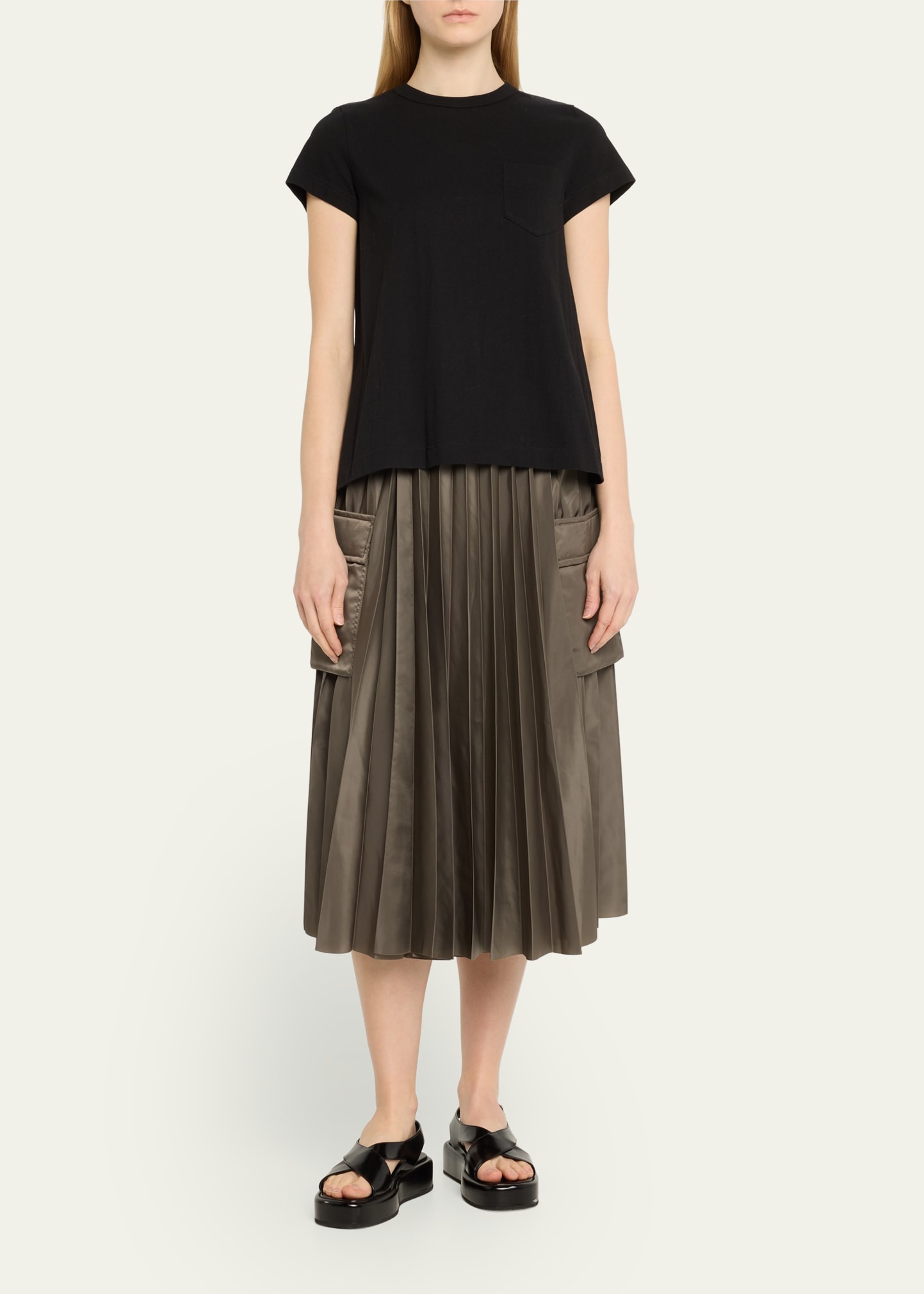 Pleated-Back Knit Tee - 2