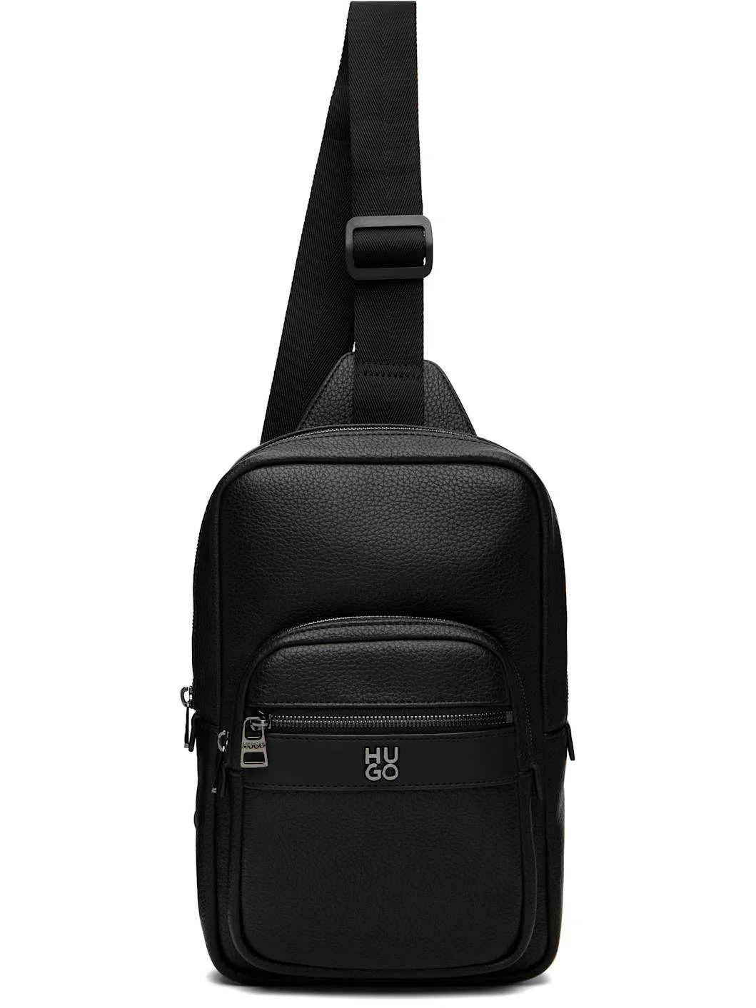 Black Stacked-Logo Mono Strap Bag - 1