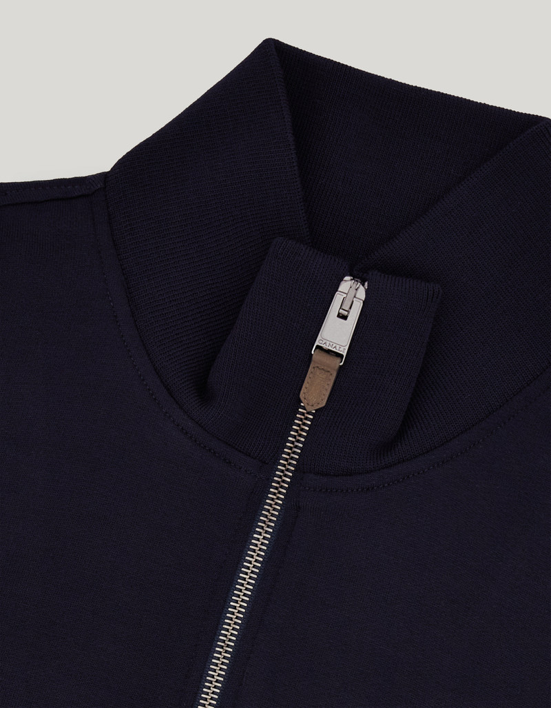 IMPECCABILE WOOL BLUE ZIPPERED SWEATSHIRT WITH CONTRASTING PIPING DETAIL 6