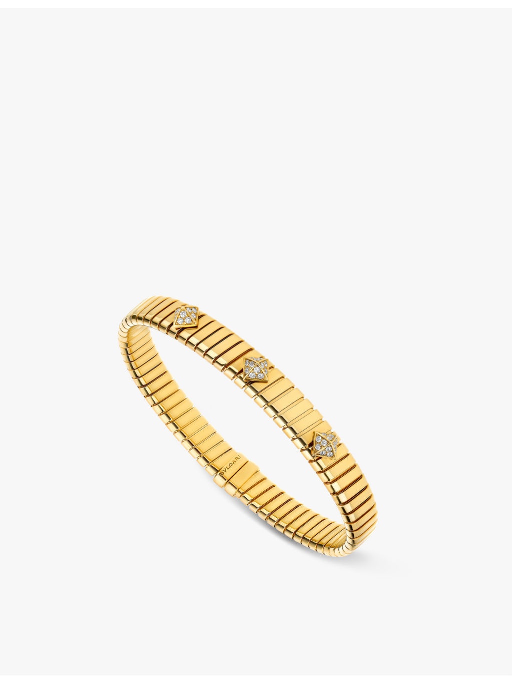 Bvlgari Tubogas 18ct yellow-gold and 0.29ct brilliant-cut diamond bracelet - 4