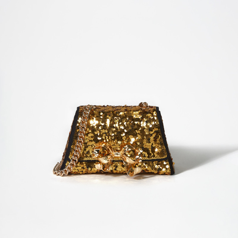 Gold Sequin Bow Mini Shoulder Bag 1