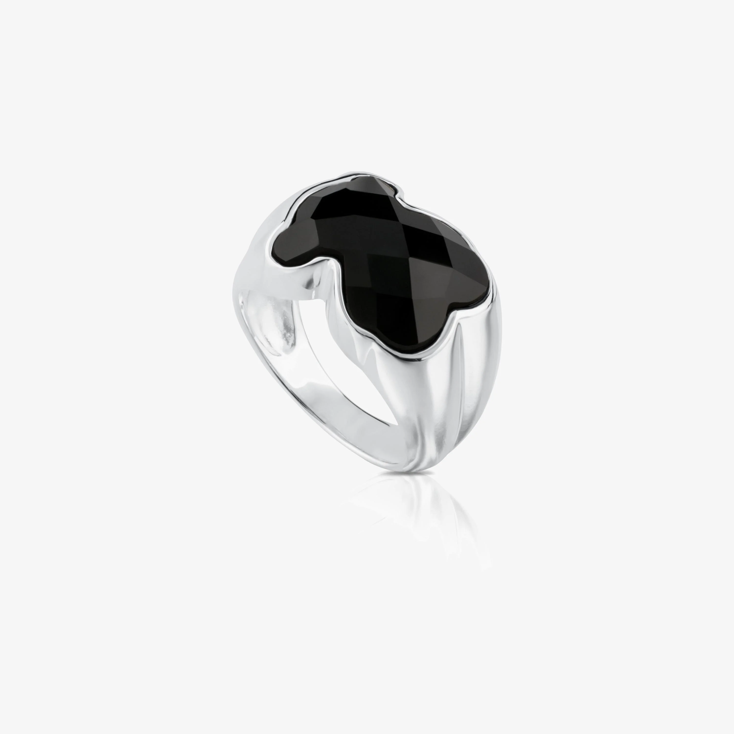 Silver TOUS Color Ring with faceted Onyx 1,3cm. - 1