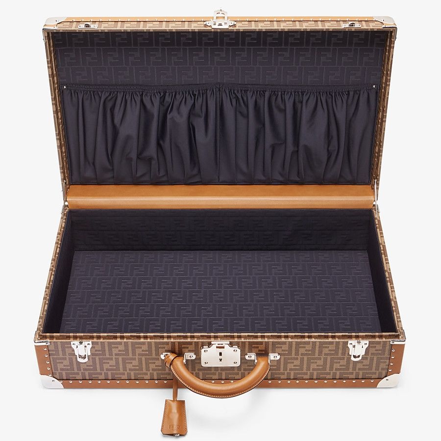 Brown fabric suitcase - 4