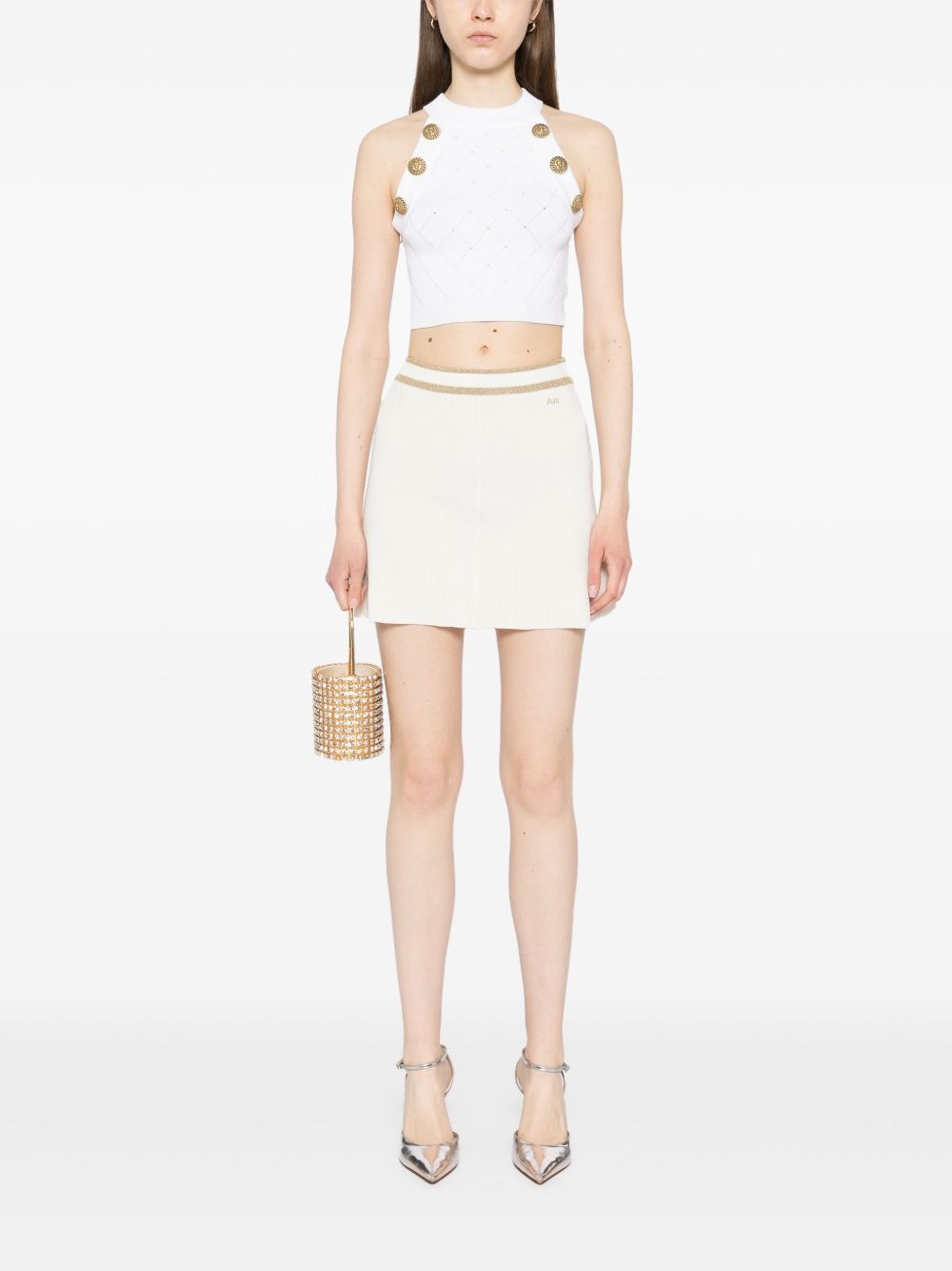 mini ribbed knit flared skirt - 2