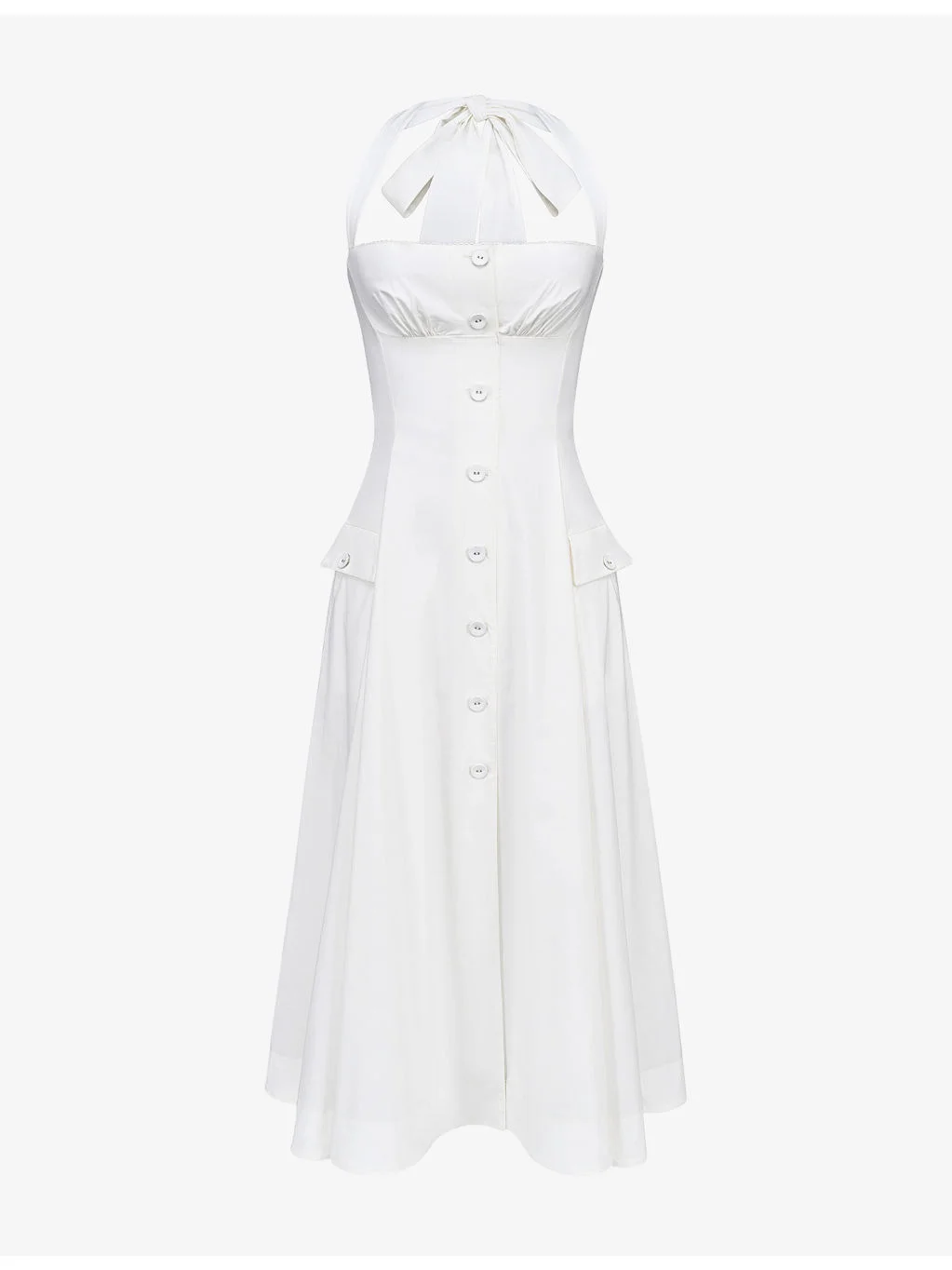 Claudia Halterneck Stretch-Cotton Midi Dress - 1