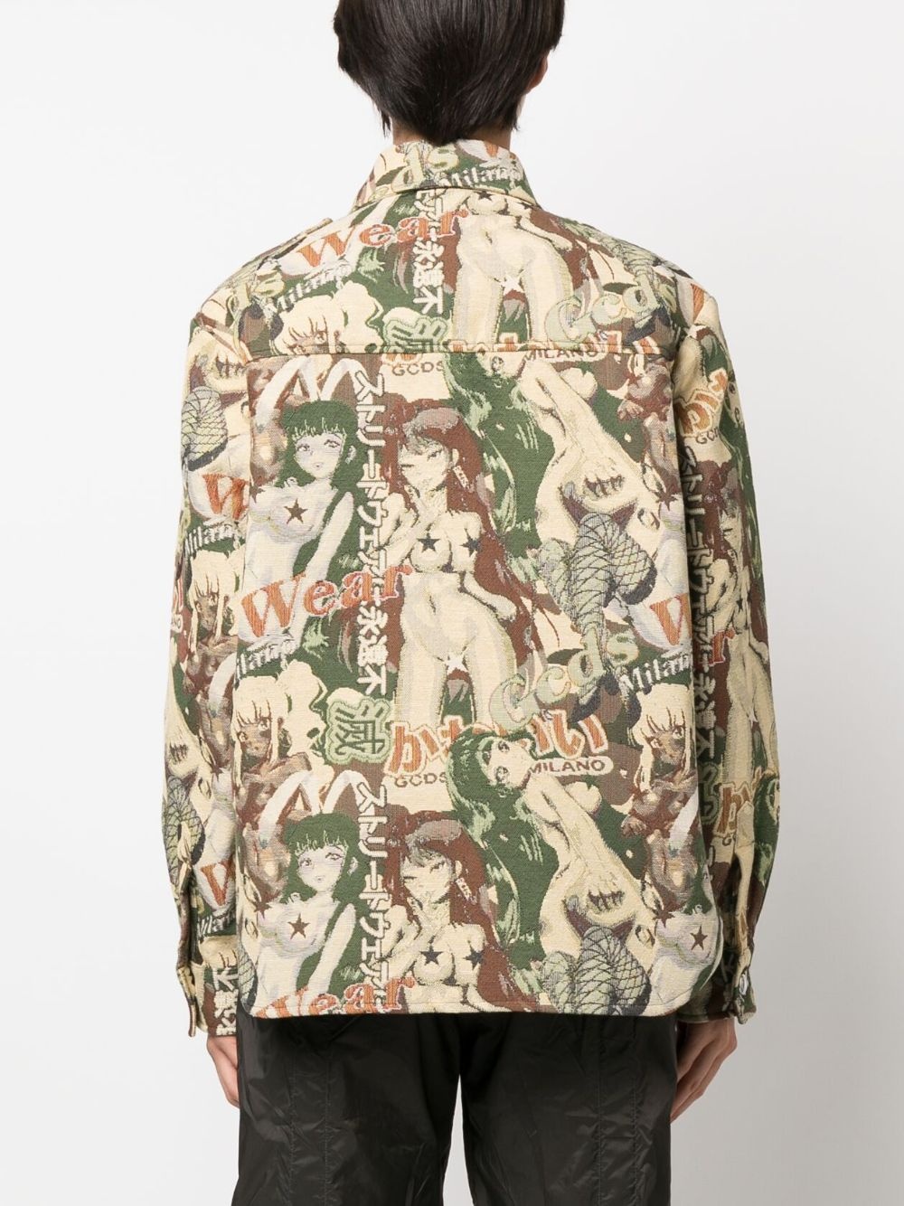 Hentai jacquard-pattern shirt jacket - 4