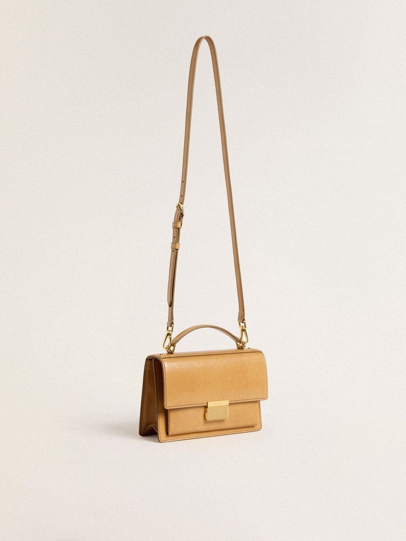 Venezia Bag in ochre yellow embossed leather with gold details 5