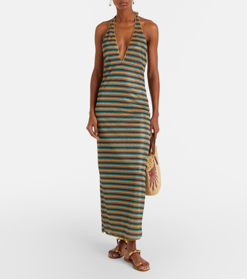 Oséree Lumière striped halterneck maxi dress outlook