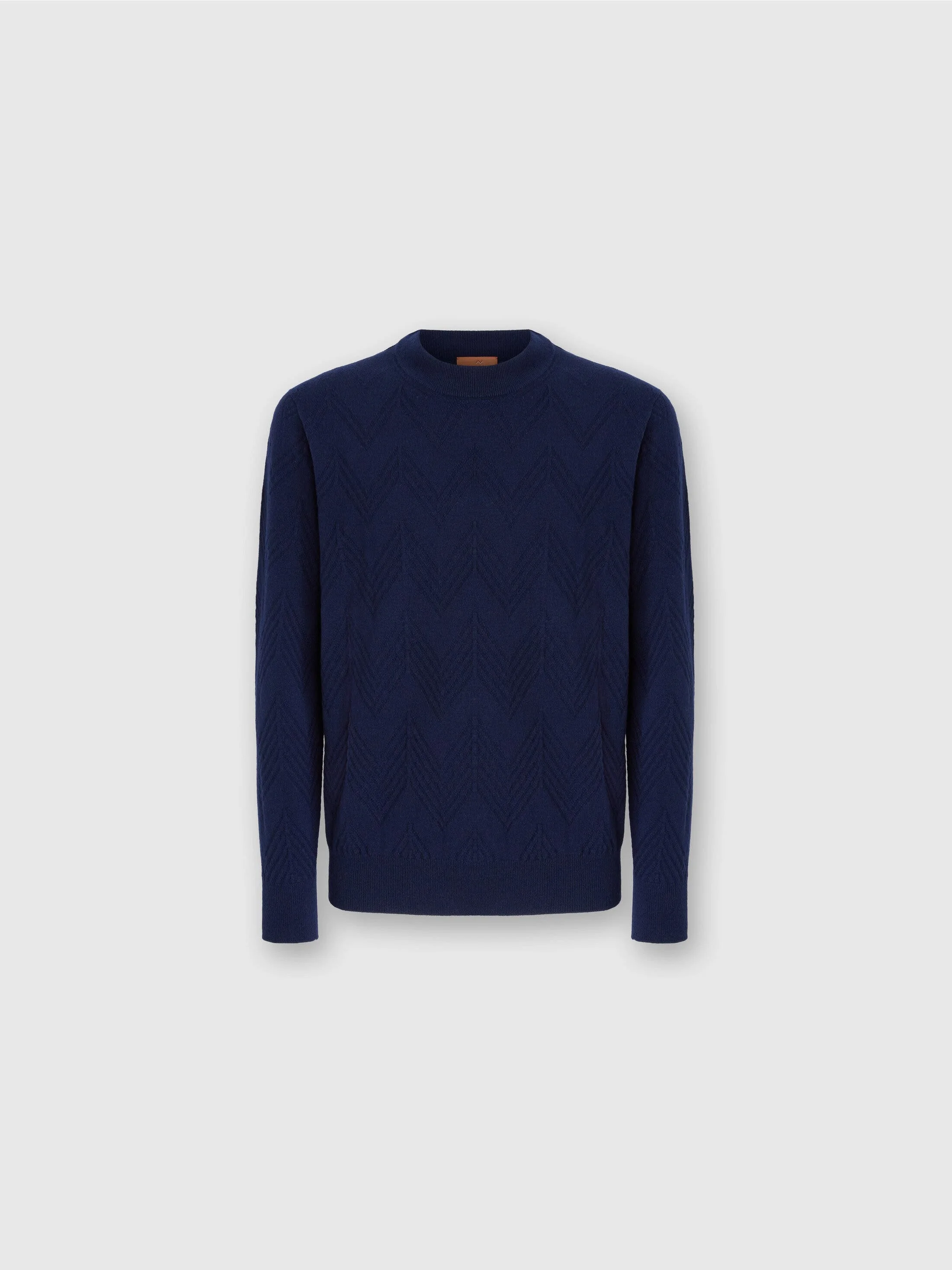 Missoni Crew Neck Sweater In Pure Cashmere With Chevron Pattern in Blue at Nordstrom - 1