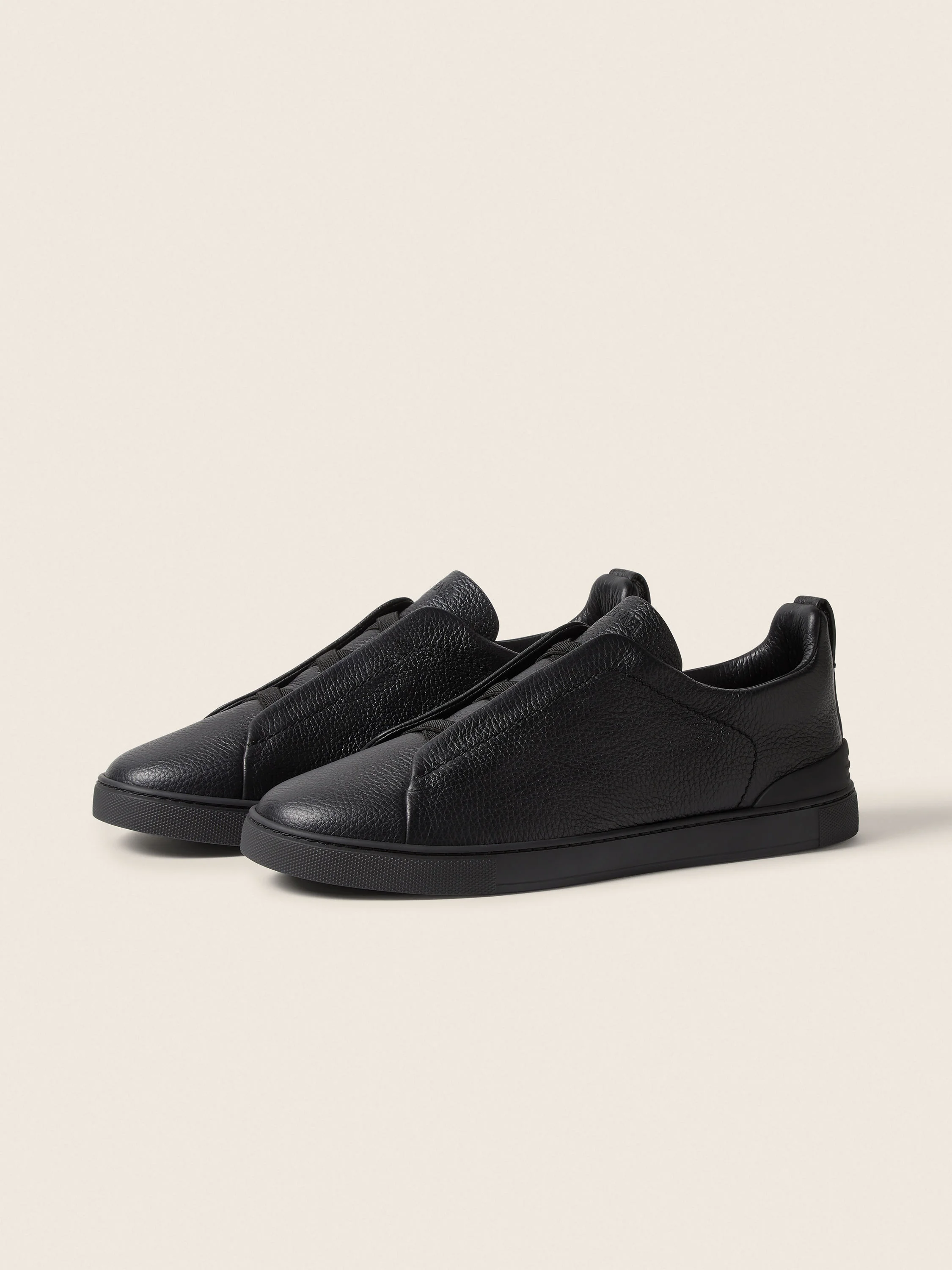 BLACK LEATHER TRIPLE STITCH™ SNEAKERS - 1