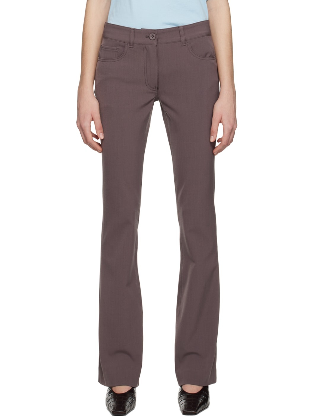 Purple Flared Trousers - 1