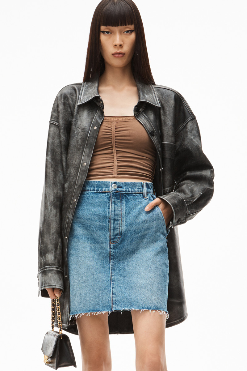 INVISIBLE ZIP MINI SKIRT IN INDIGO DENIM 6