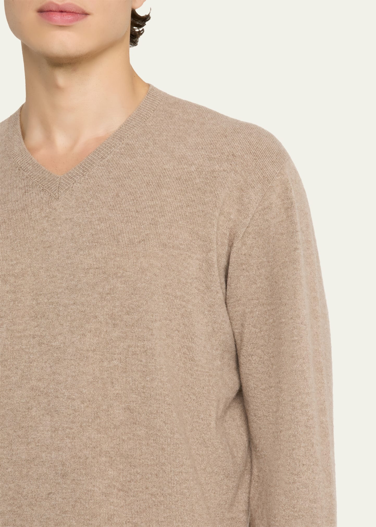 Men's Cashmere Heathered V-Neck Sweater - 5