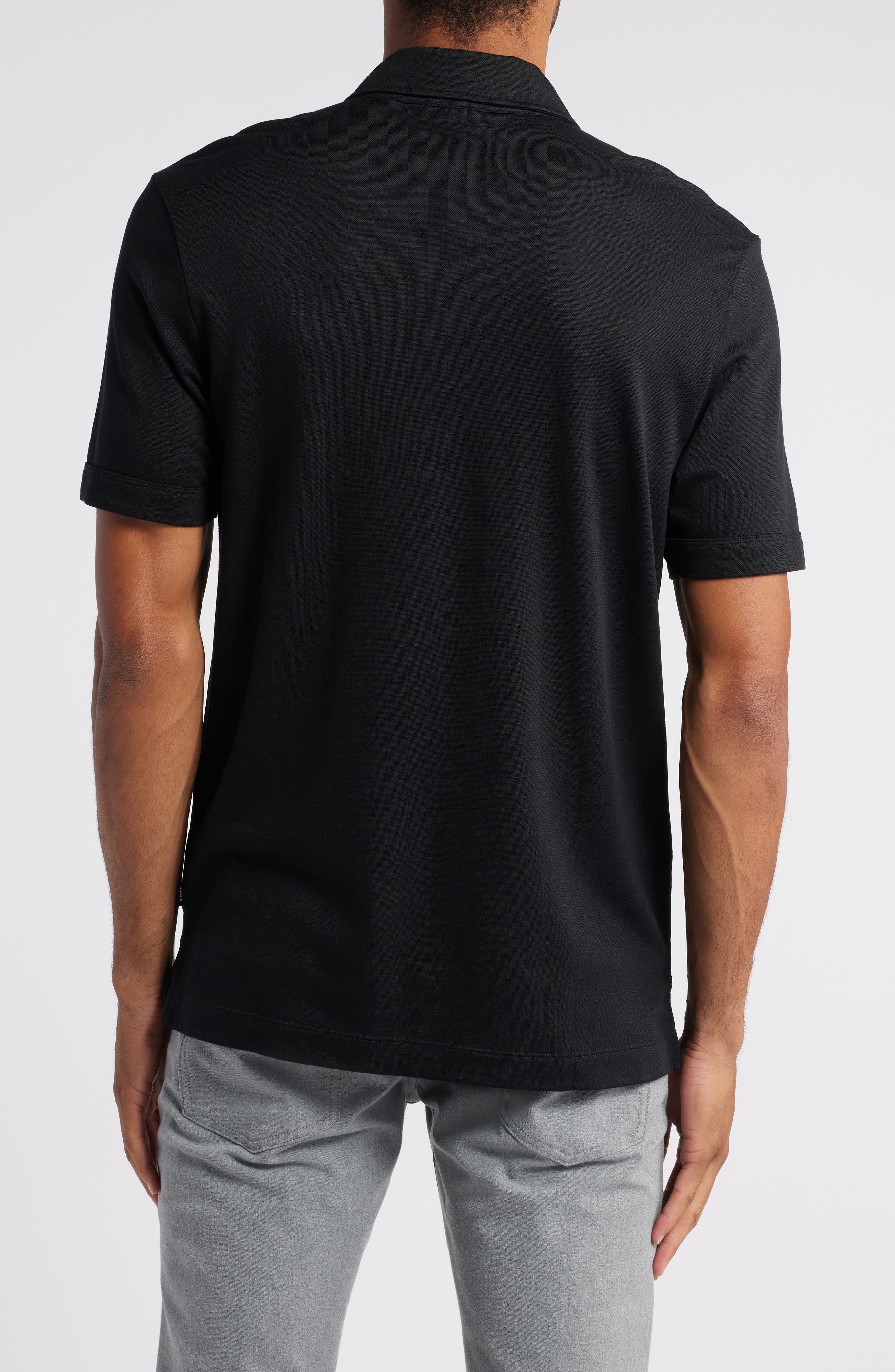 BOSS Press Lyocell & Cotton Polo in Black at Nordstrom - 2