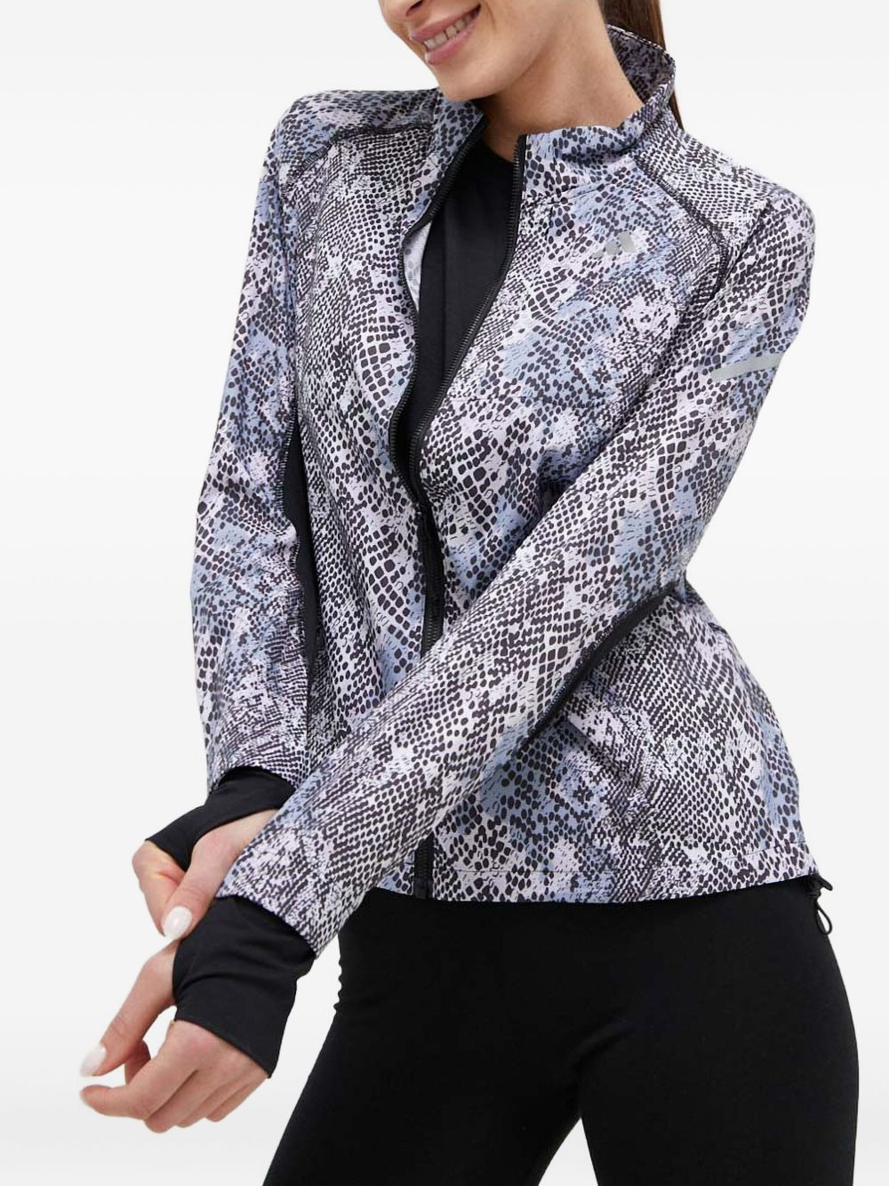snakeskin-print zip-up jacket - 2