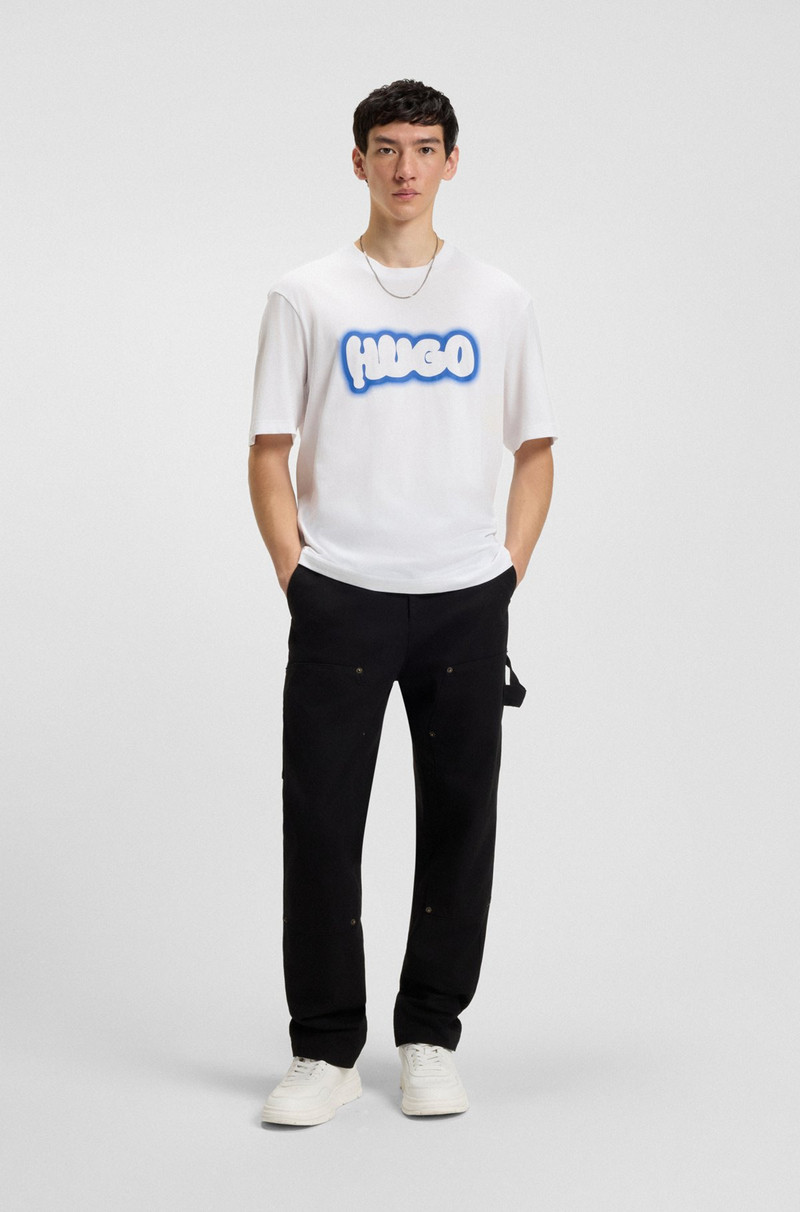 HUGO COTTON-JERSEY T-SHIRT WITH LOGO PRINT outlook