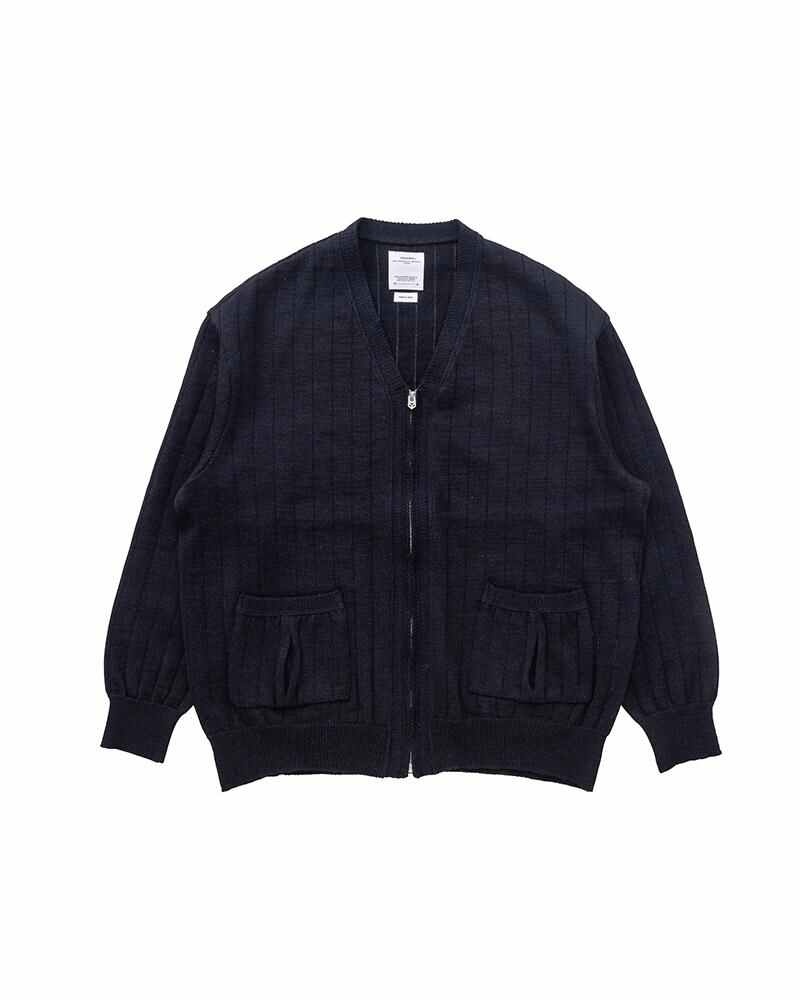 KNIT ZIP CARDIGAN NAVY - 1