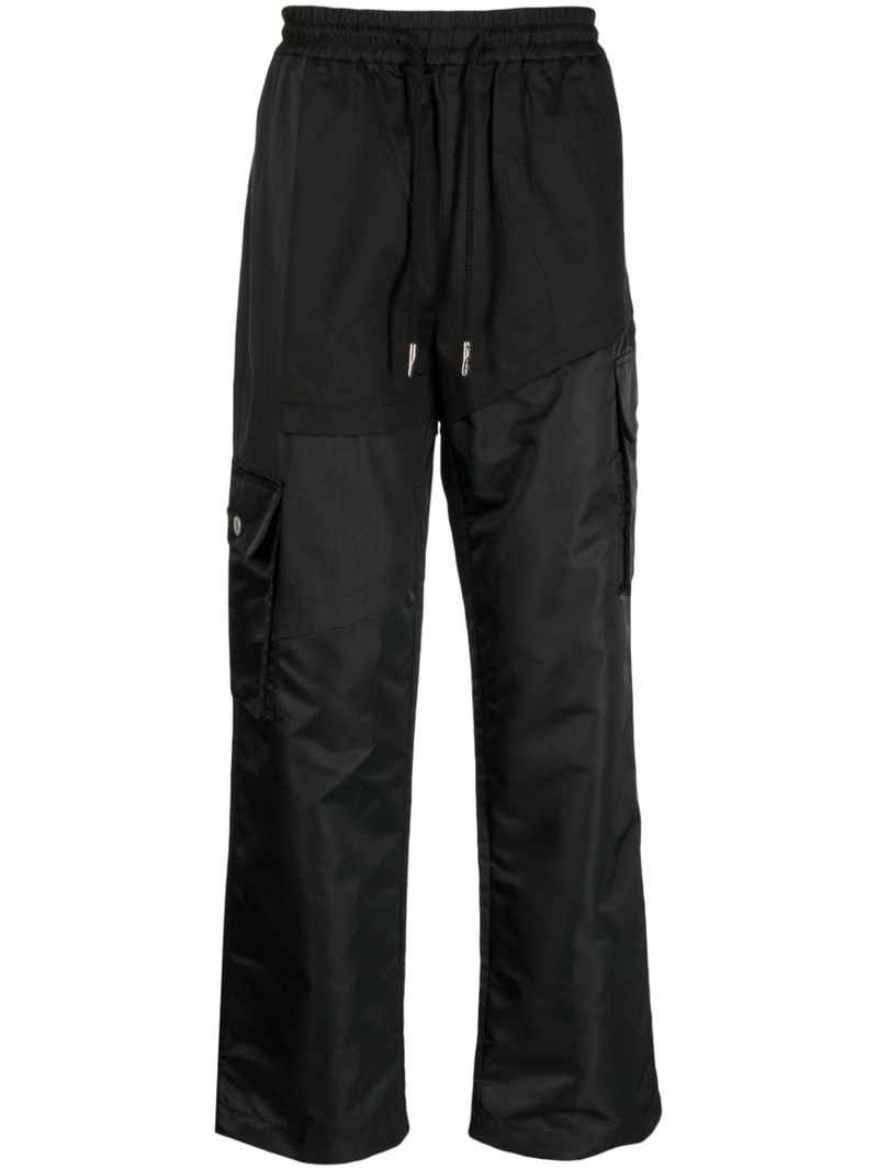 panelled drawstring wide-leg trousers 1