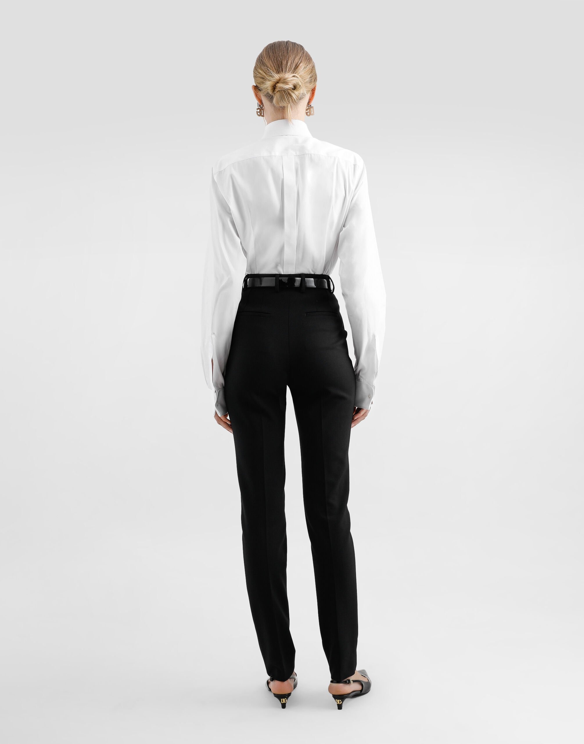 Cotton tuxedo shirt with rhinestone-embroidered shirt front - 3